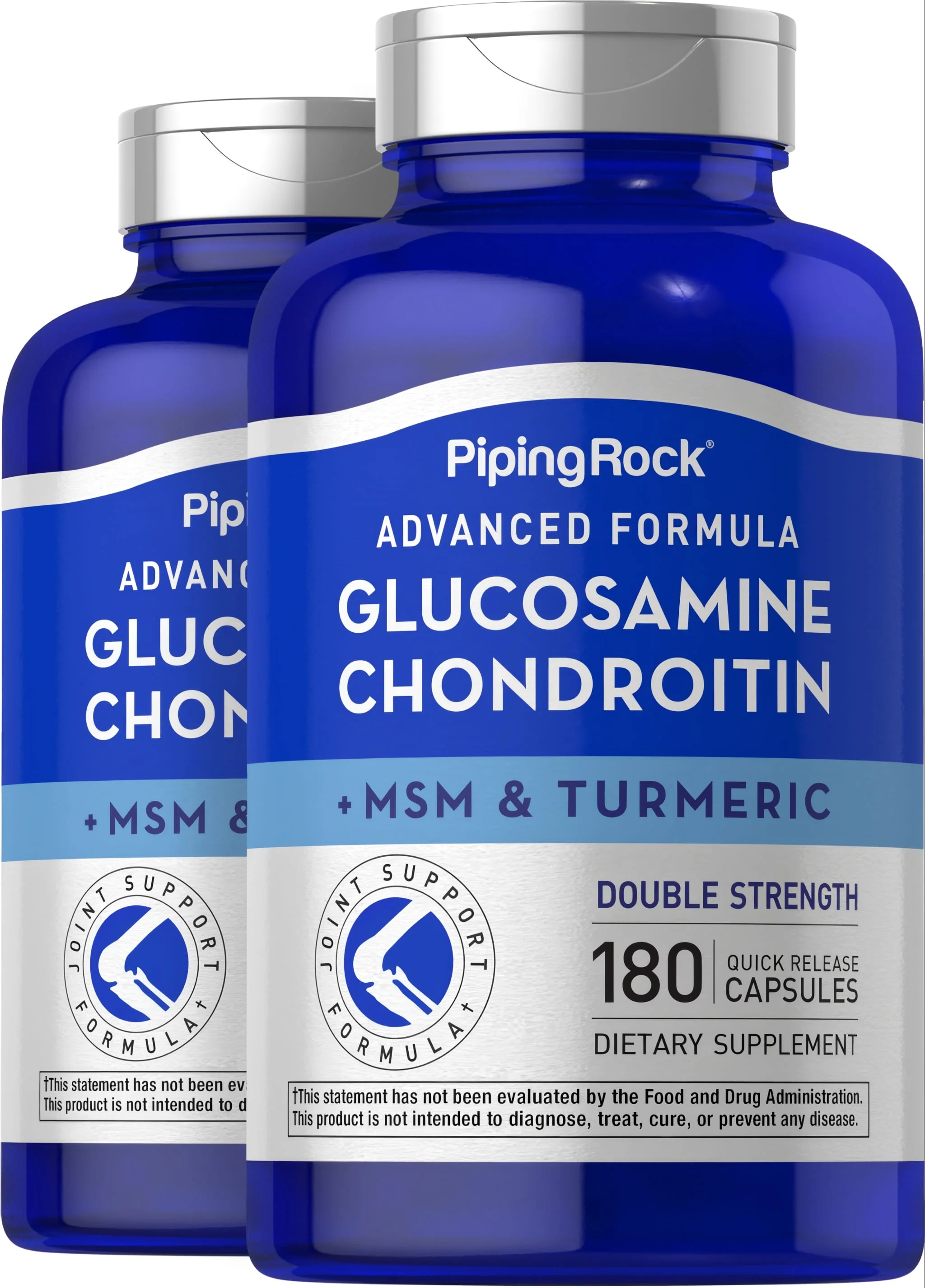 Advanced Double Strength Glucosamine Chondroitin MSM Plus Turmeric, 180 Quick Release Capsules, 2 Bottles