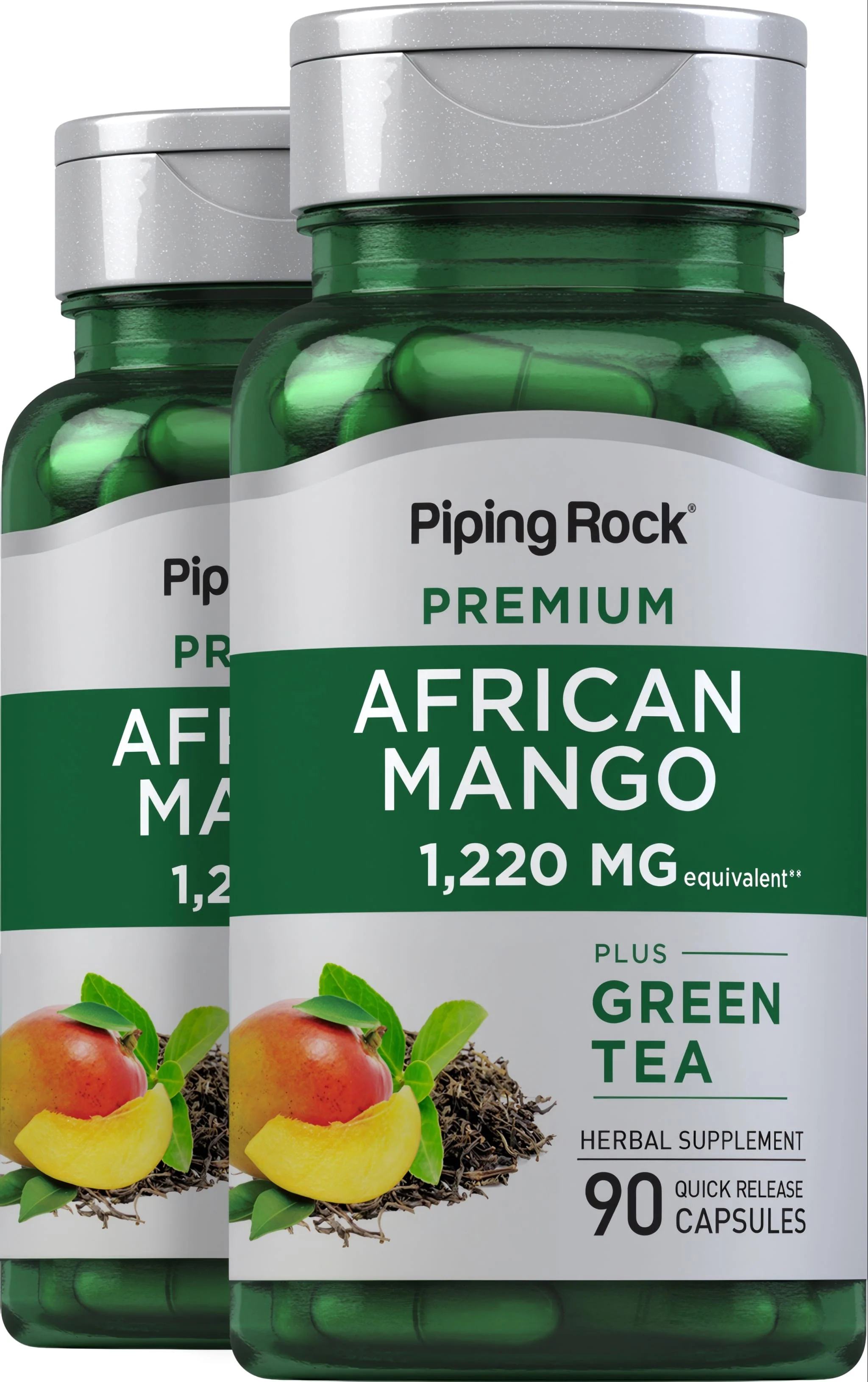 African Mango & Green Tea, 1,220 mg, 90 Quick Release Capsules, 2 Bottles