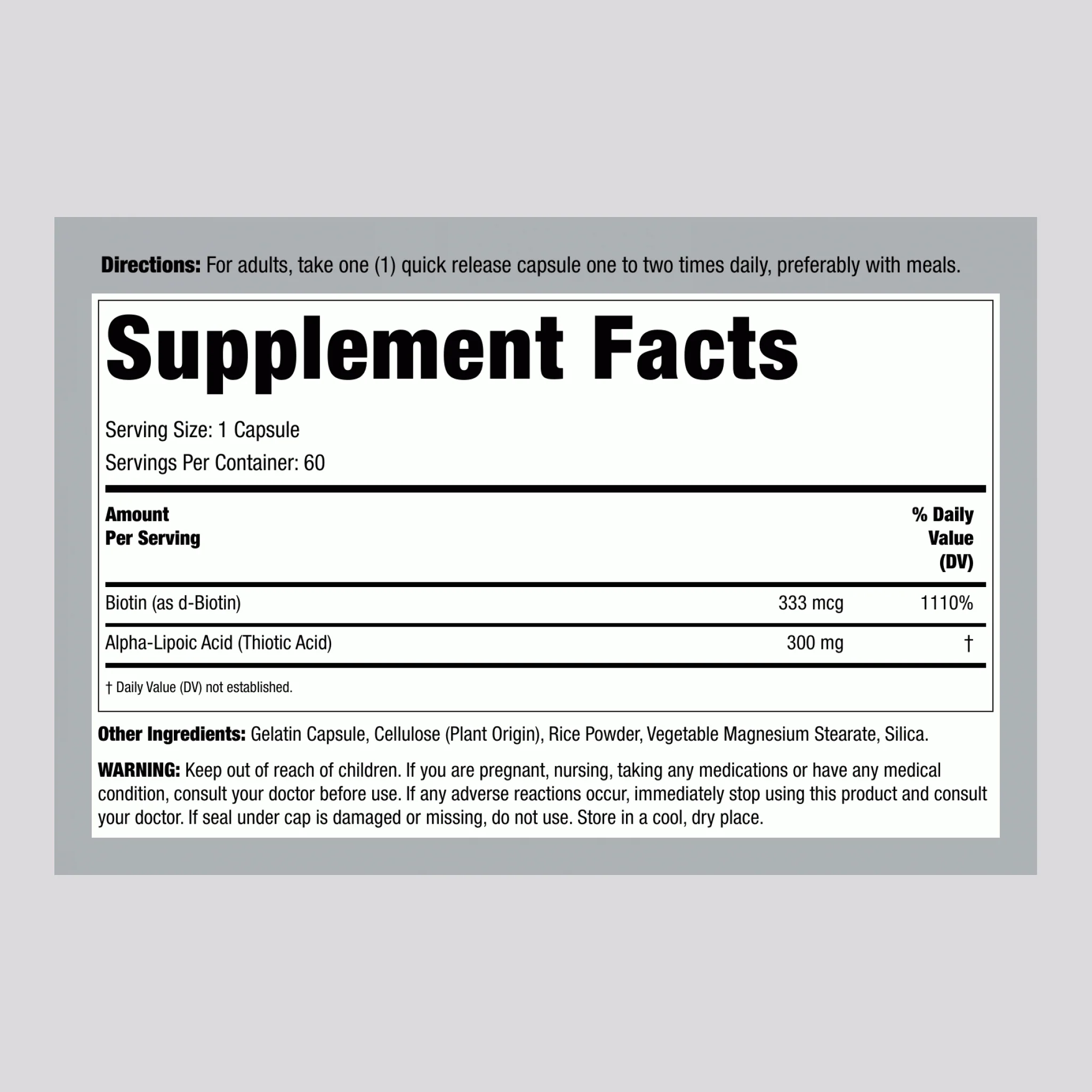 Alpha Lipoic Acid, 300 mg, 60 Quick Release Capsules - Image 2