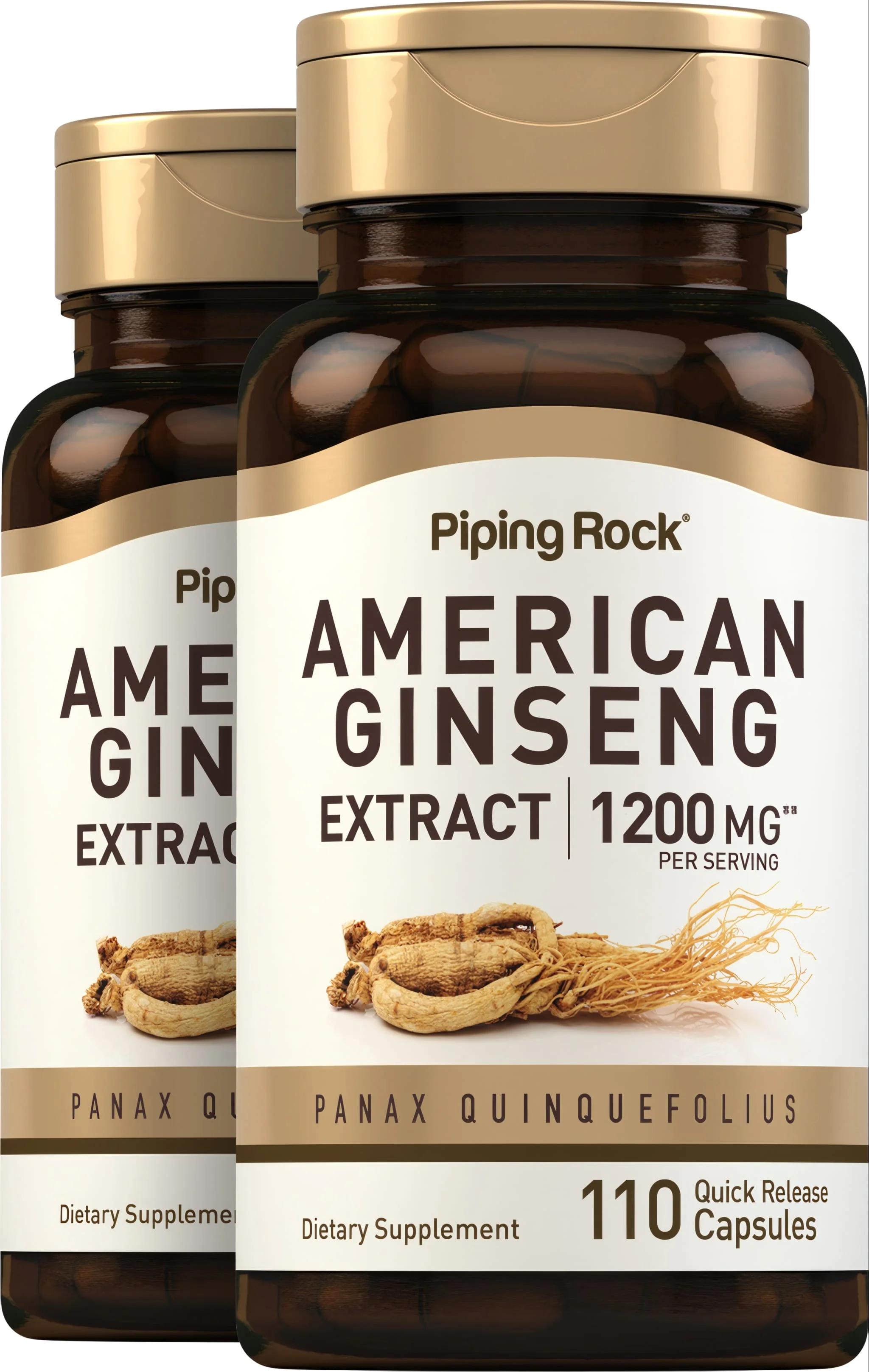 American Ginseng, 1200 mg (per serving), 110 Quick Release Capsules, 2 Bottles