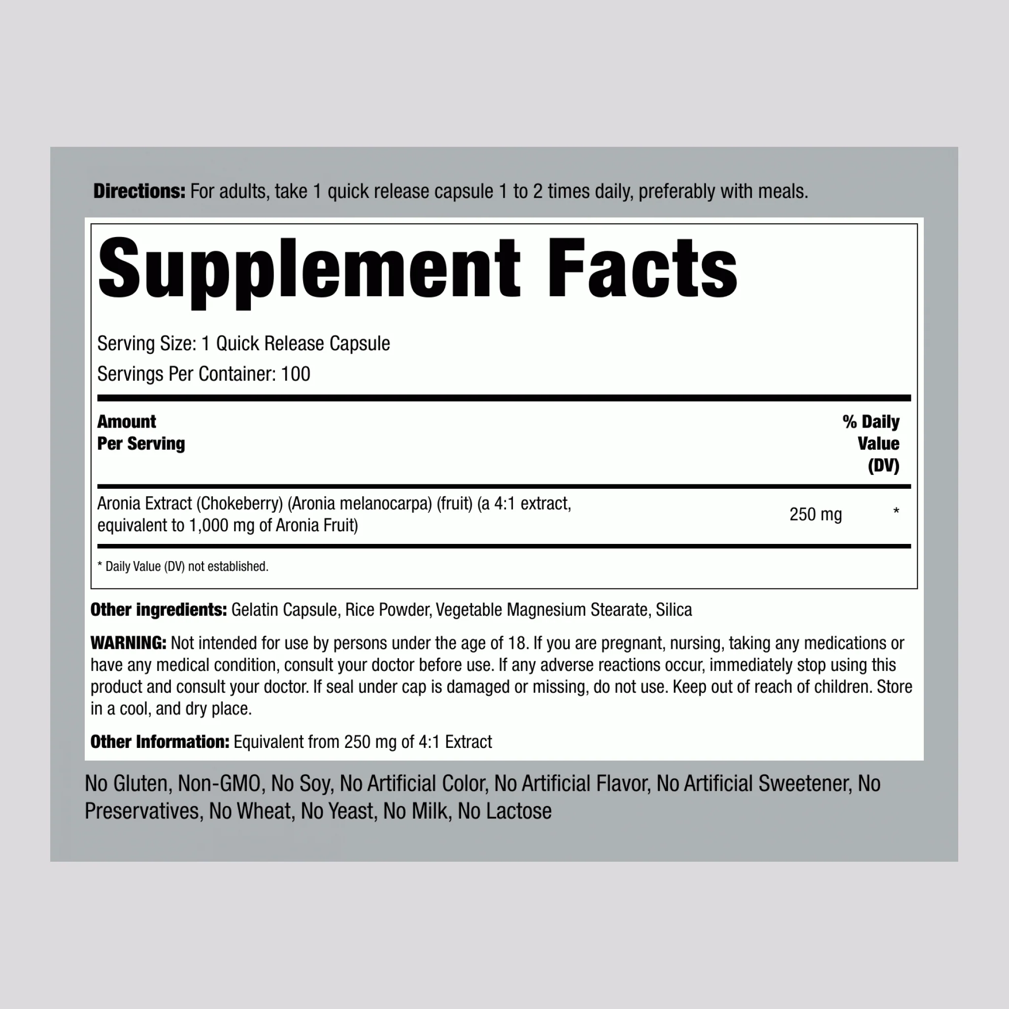 Aronia (Chokeberry), 1000 mg, 100 Quick Release Capsules, 2 Bottles - Image 2