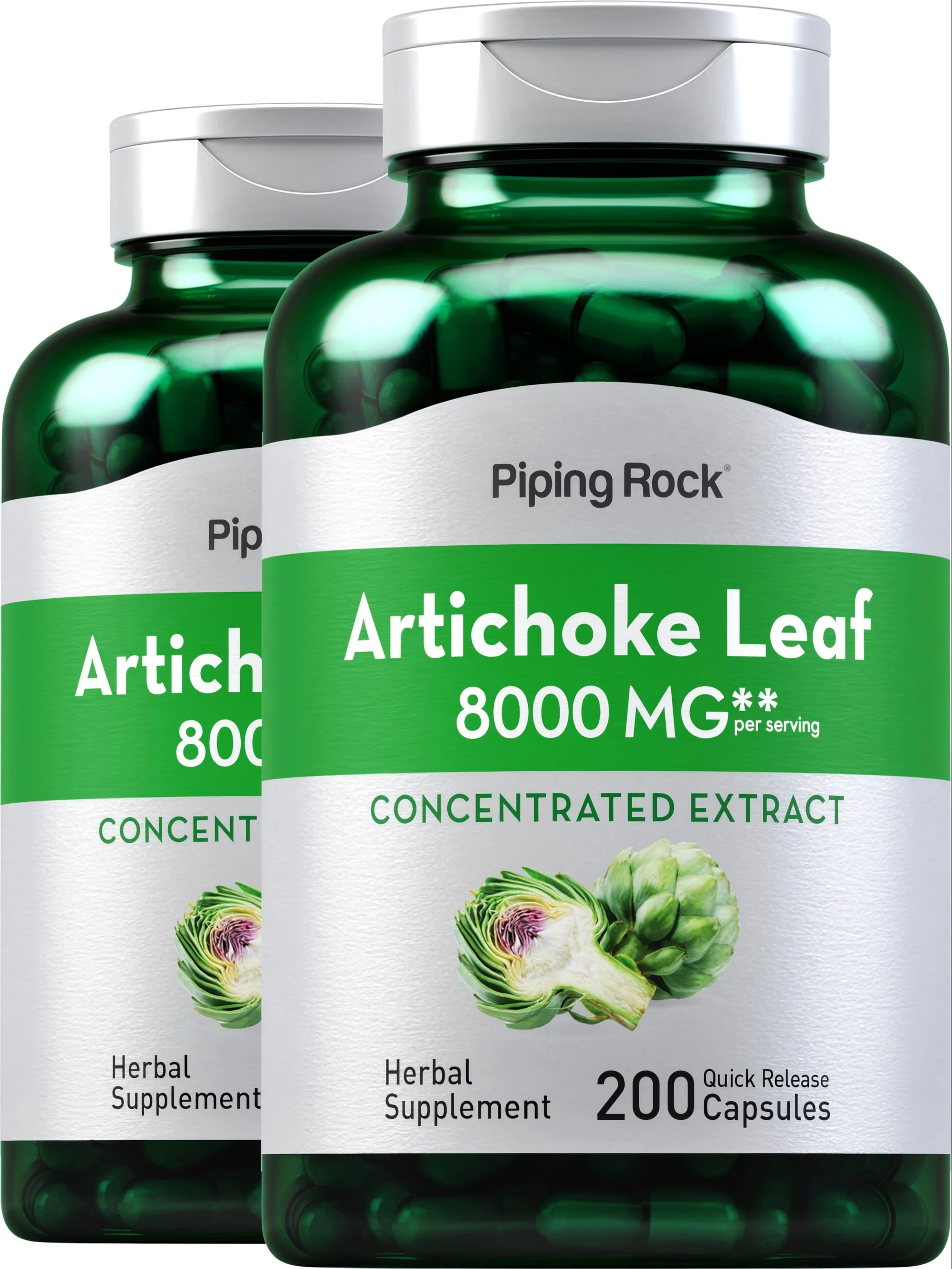 Artichoke Leaf, 8000 mg (per serving), 200 Quick Release Capsules, 2 Bottles