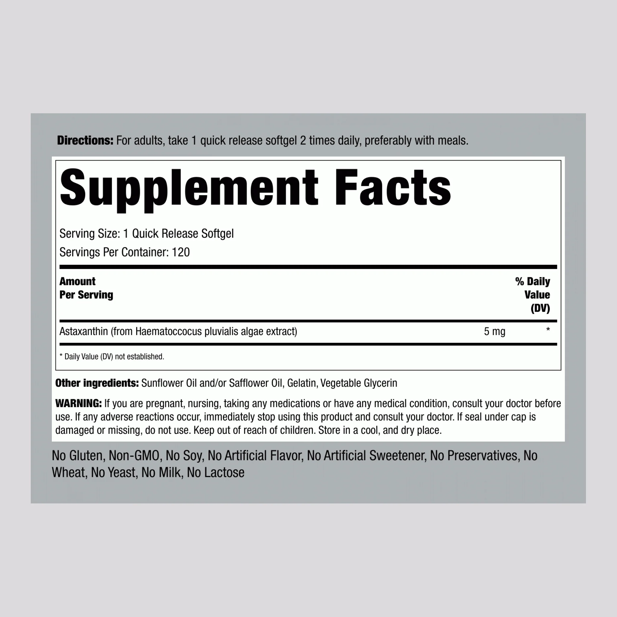 Astaxanthin, 5 mg, 120 Quick Release Softgels, 2 Bottles - Image 2