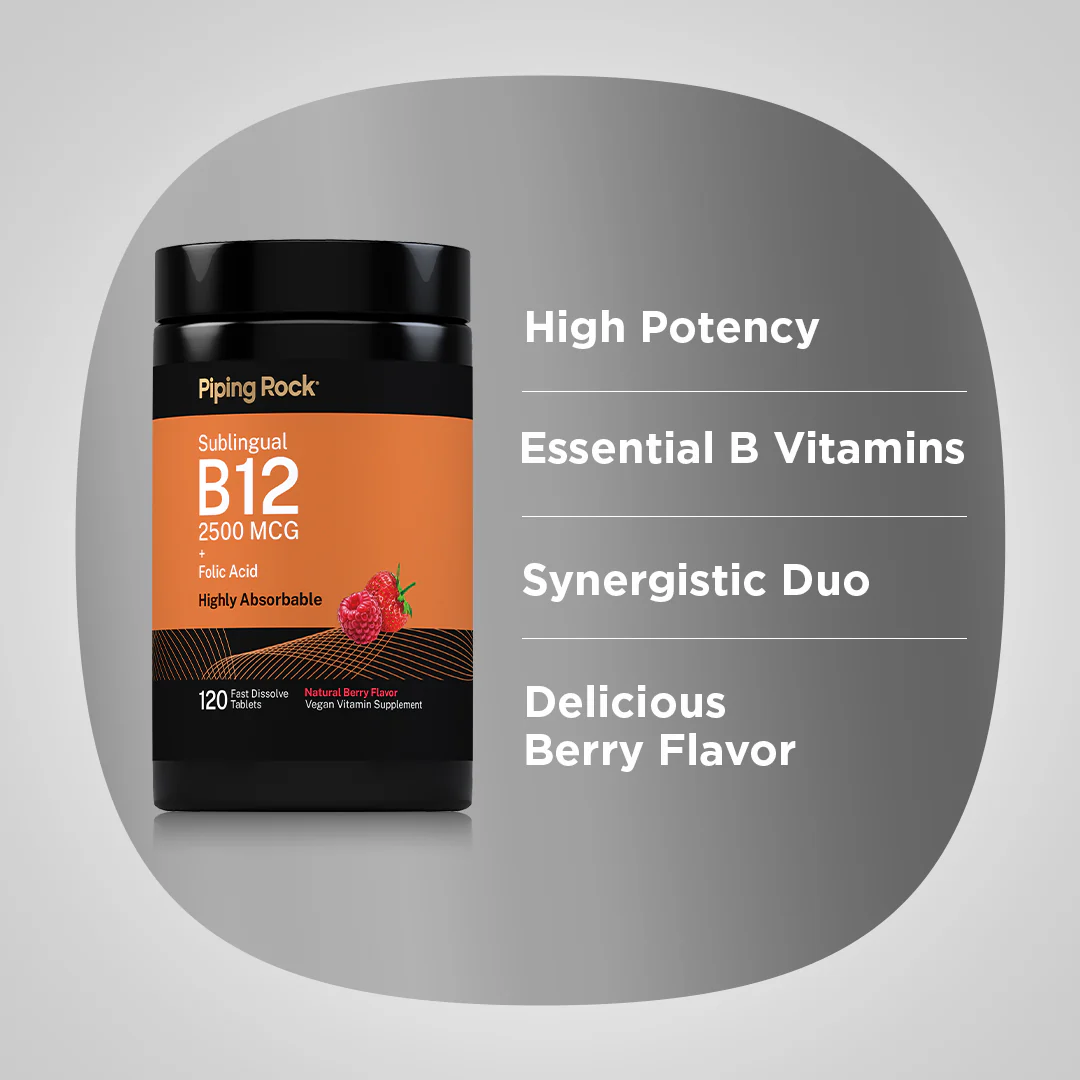 B12 2500 mcg + Folic Acid 400 mcg, 120 Fast Dissolve Tablets - Image 5