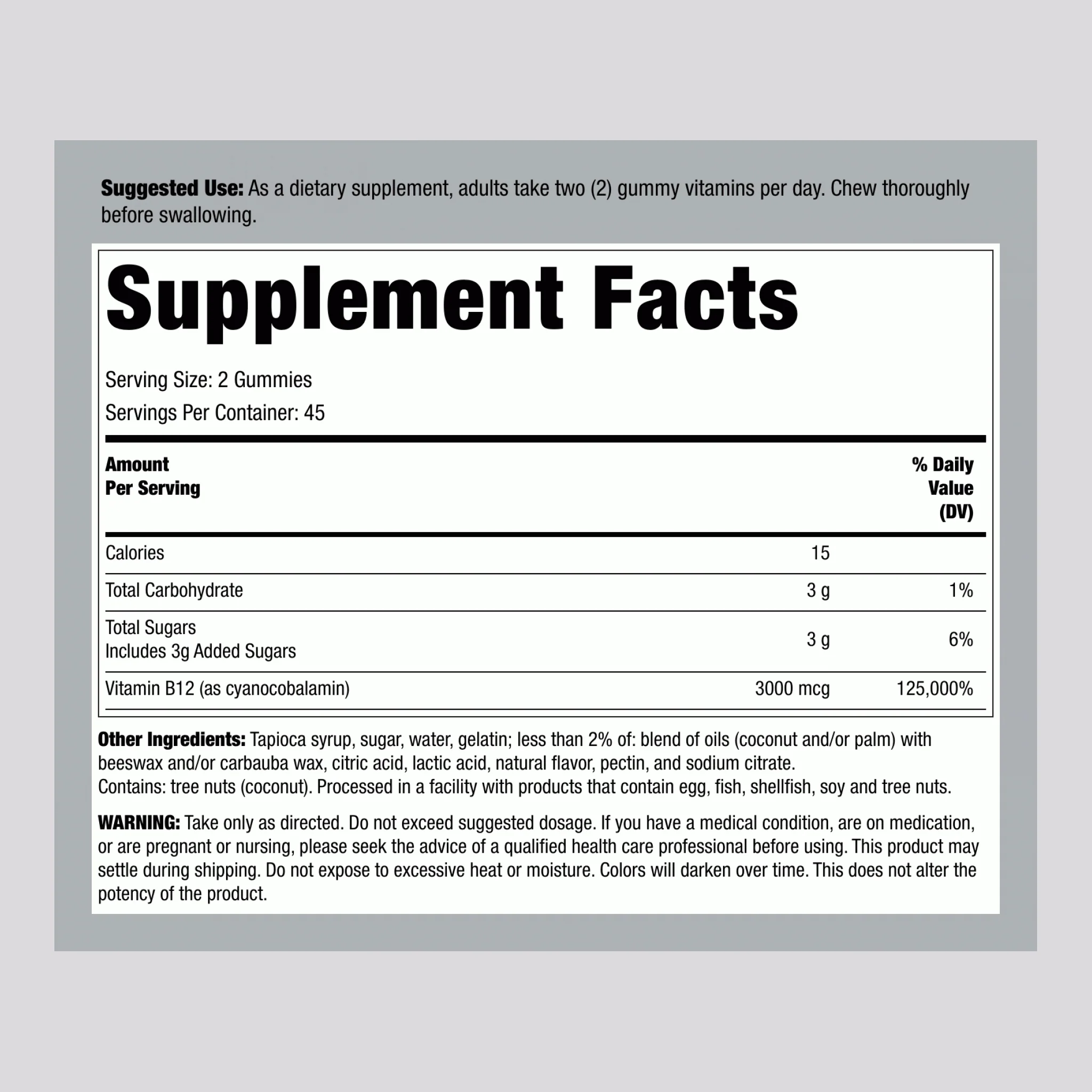 B12 3000 mg Gummies (per Serving) Cherry Flavor, 90 Gummies - Image 2