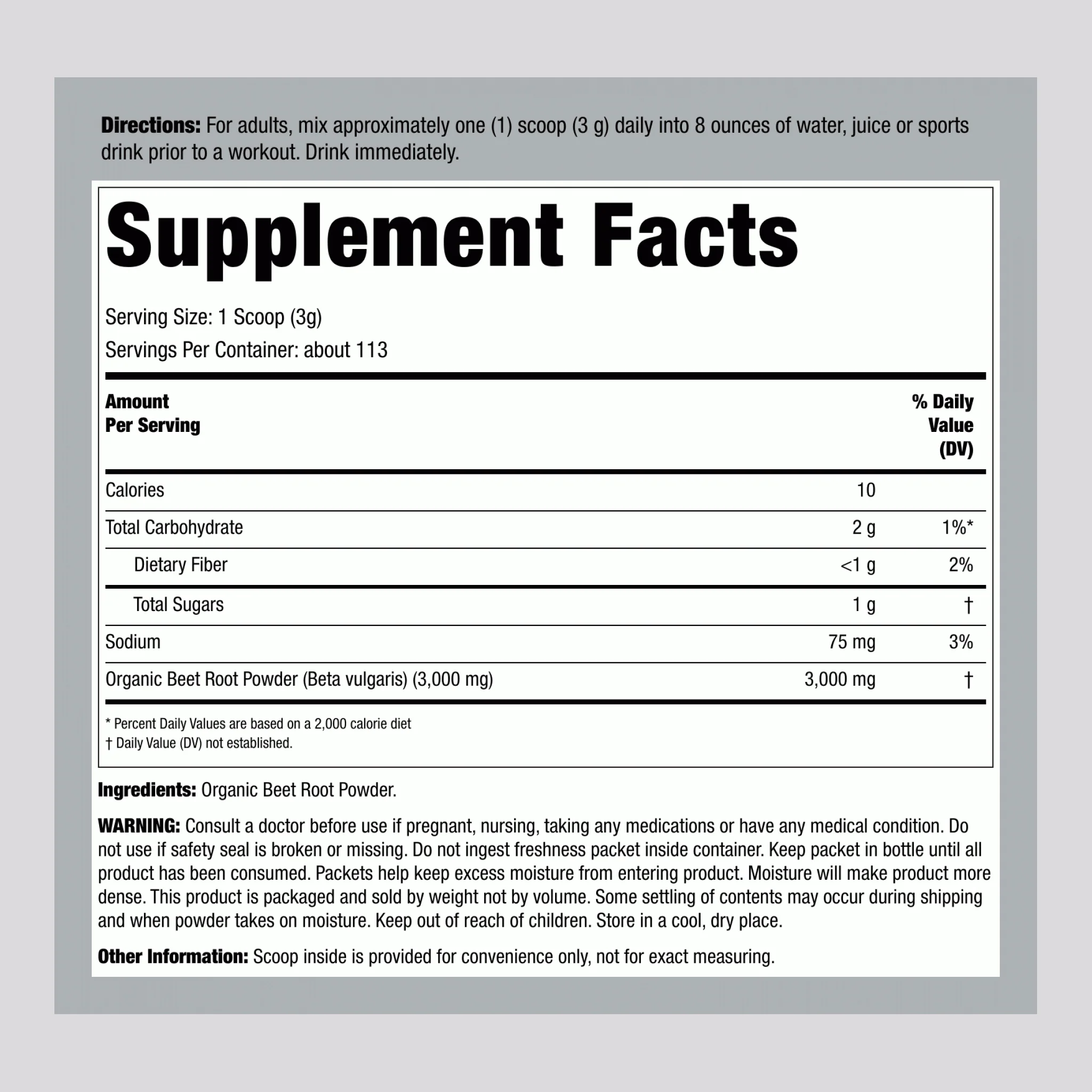 Beet Root Powder (Organic) Beetfit, 340 g (12 oz) Bottle - Image 2