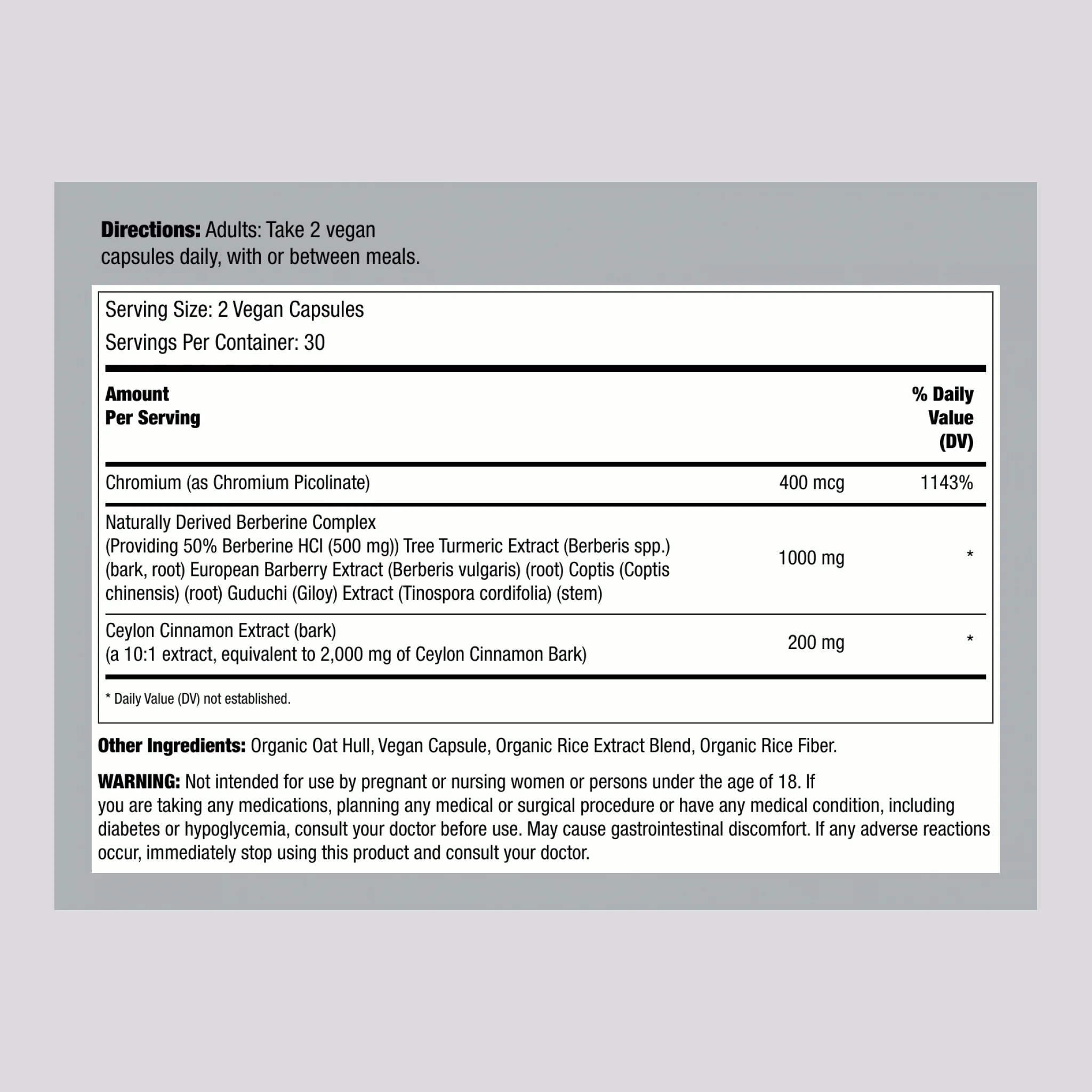 Berberine Complex 1000 MG (per serving), 60 Vegan Capsules - Image 2