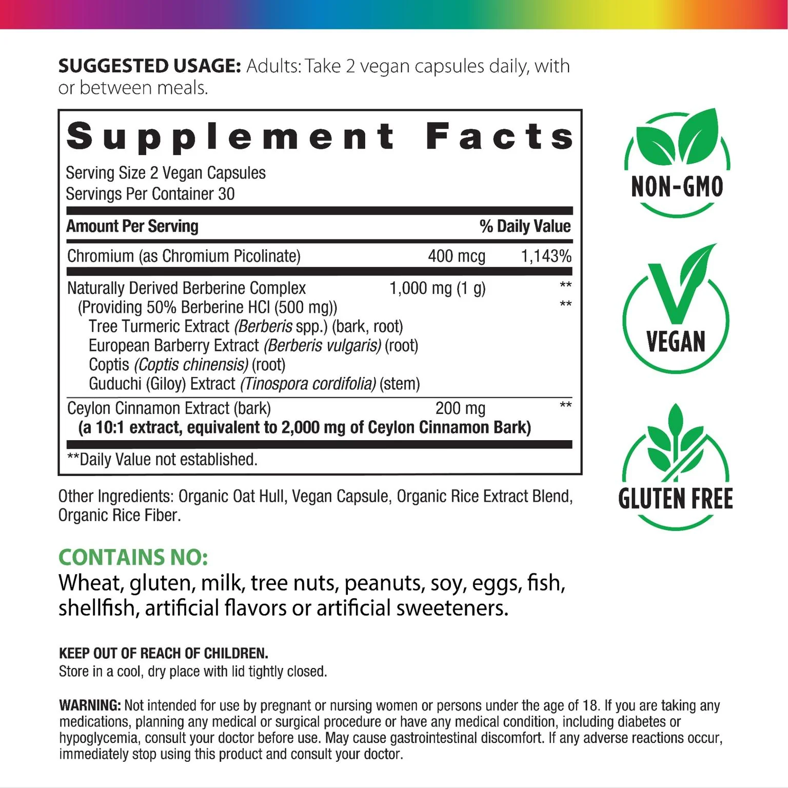 Berberine Complex 1000 MG (per serving), 60 Vegan Capsules - Image 3