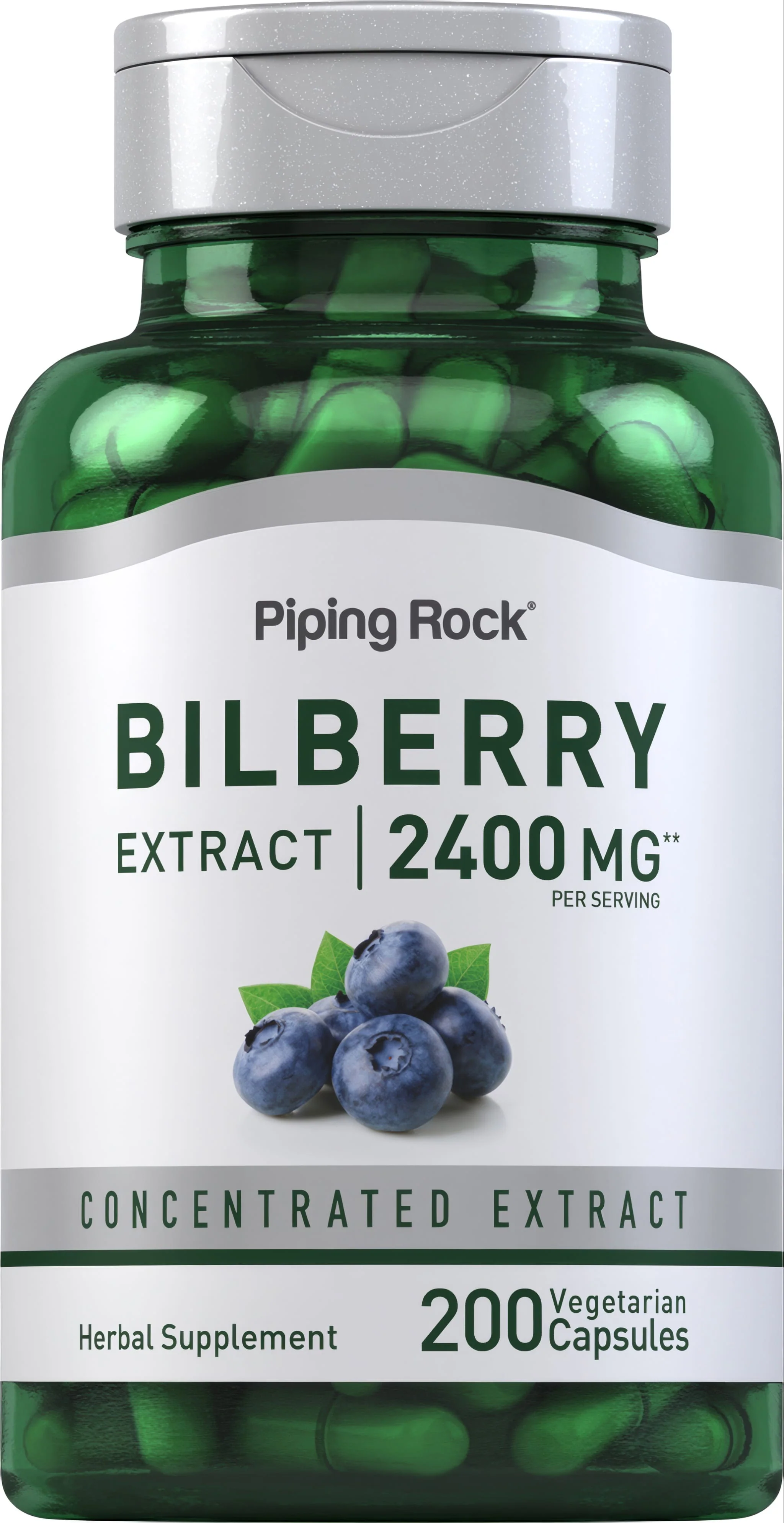 Bilberry Extract, 2400 mg (per serving), 200 Vegetarian Capsules