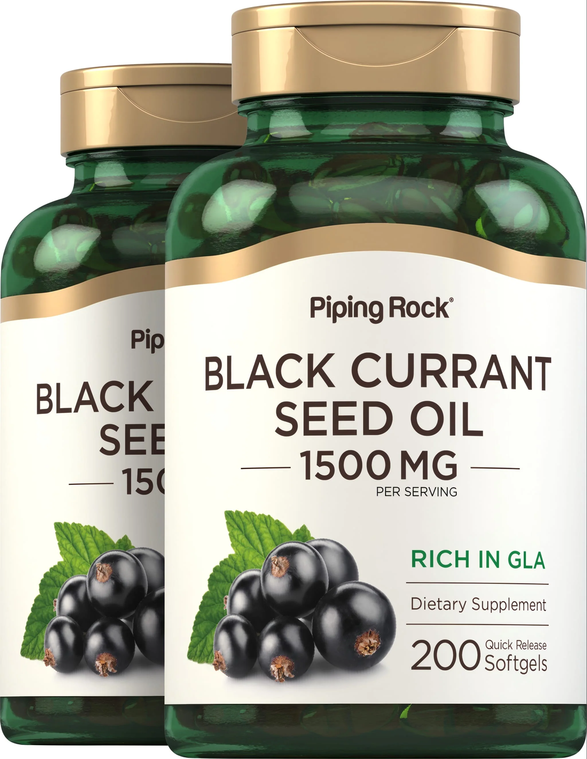Black Currant Seed Oil, 1500 mg (per serving), 200 Quick Release Softgels, 2 Bottles