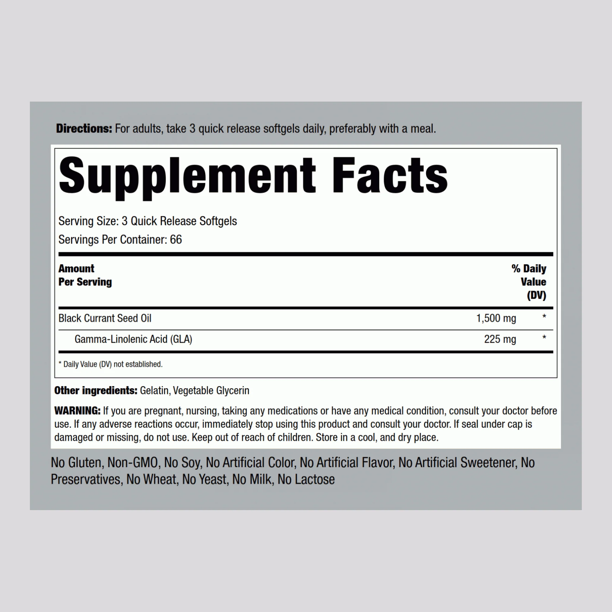 Black Currant Seed Oil, 1500 mg (per serving), 200 Quick Release Softgels, 2 Bottles - Image 2