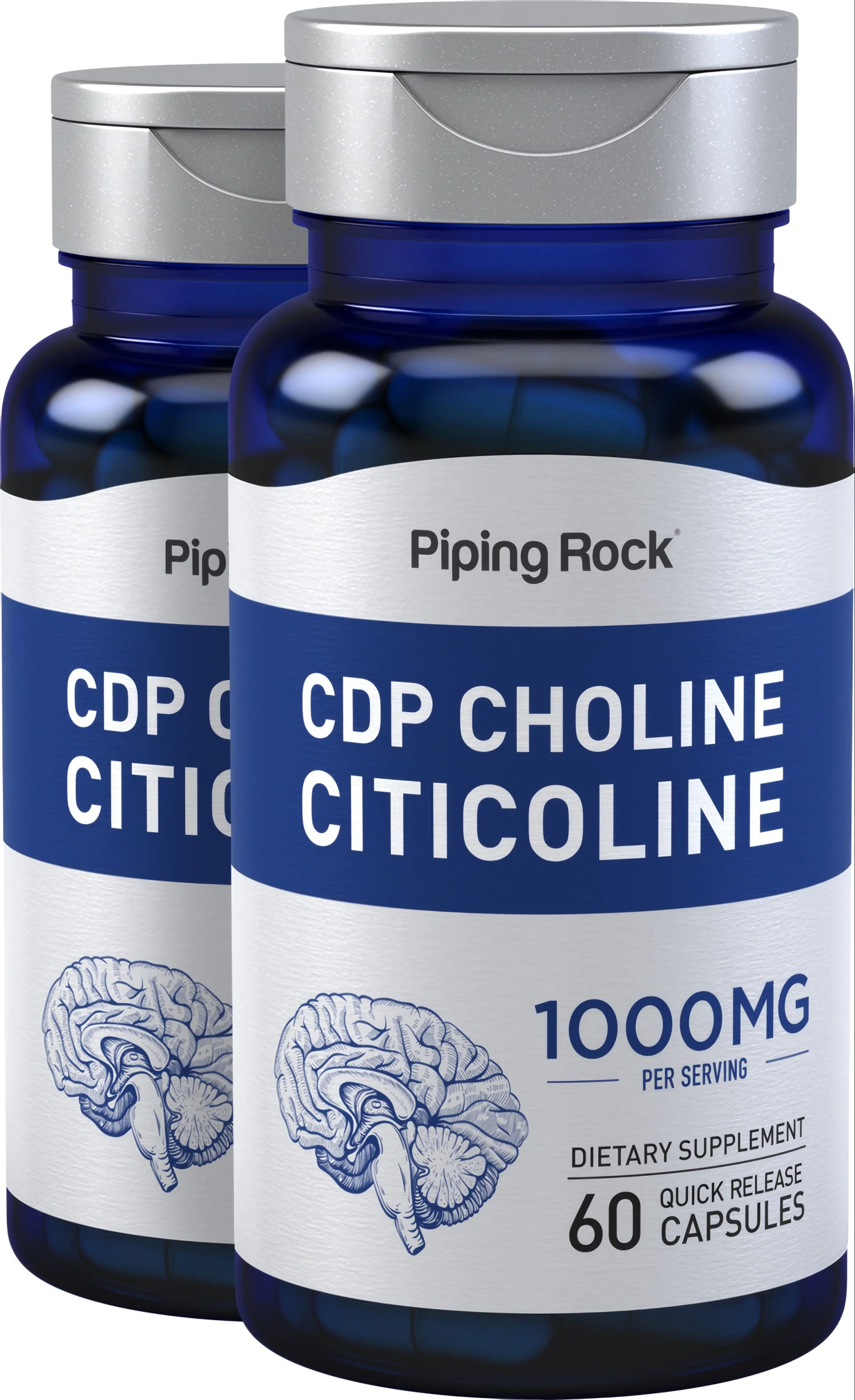 CDP Choline Citicoline, 1000 mg (per serving), 60 Quick Release Capsules, 2  Bottles