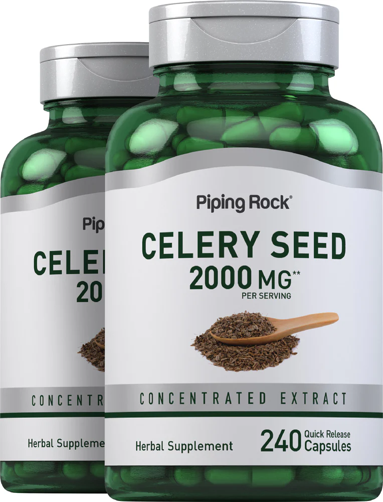 Celery Seed, 2000 mg (per serving), 240 Quick Release Capsules, 2 Bottles