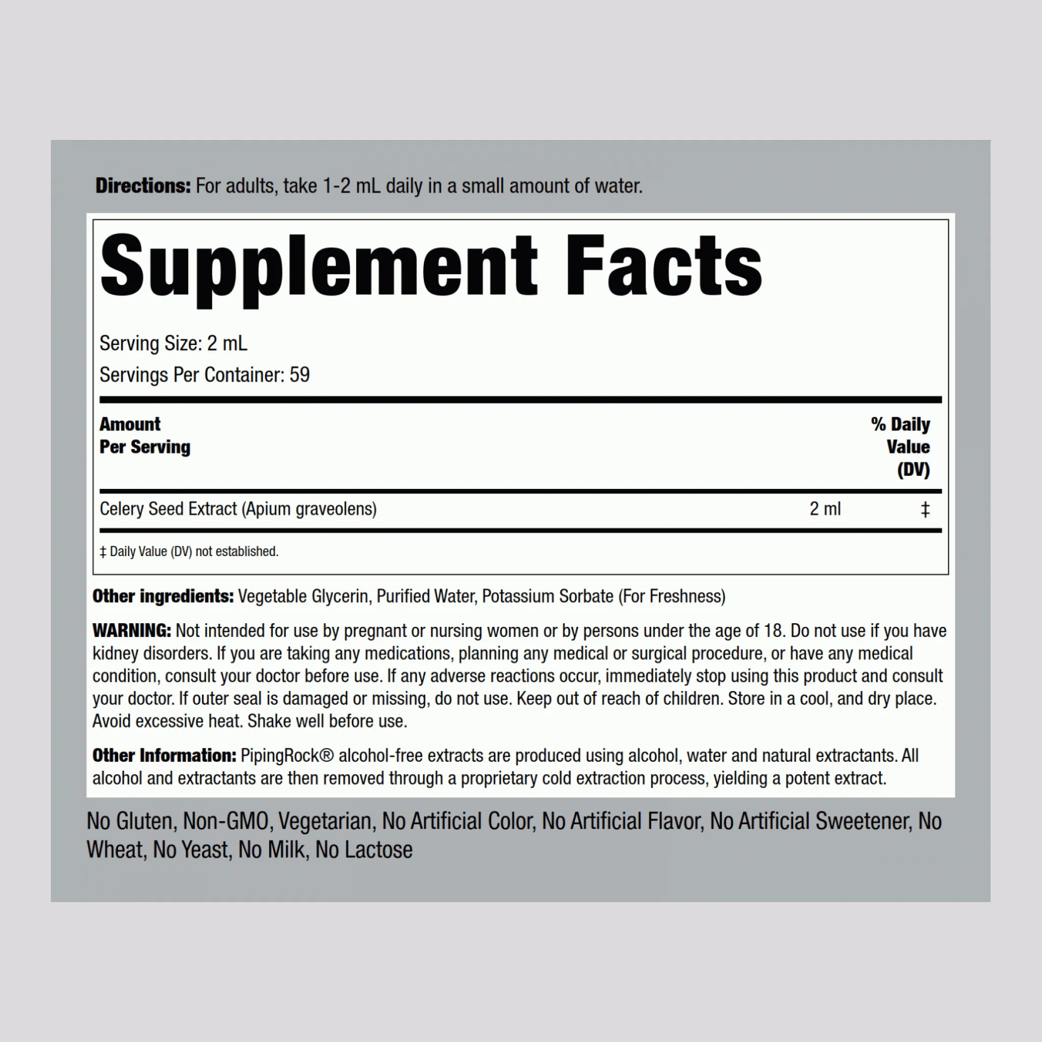 Celery Seed Liquid Extract, 4 fl oz (118 mL) Dropper Bottle - Image 2