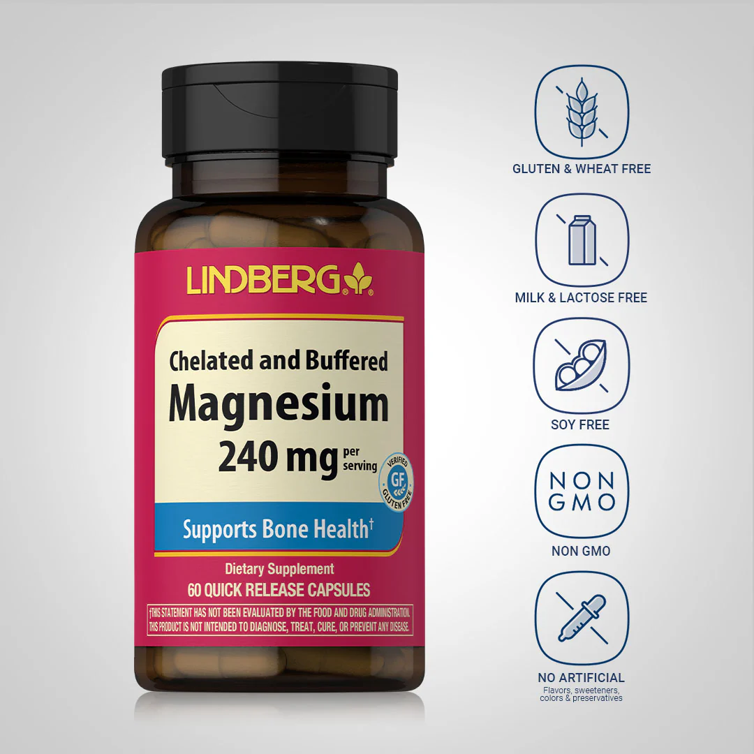 Chelated Magnesium, 240 mg (per serving), 60 Quick Release Capsules - Image 5