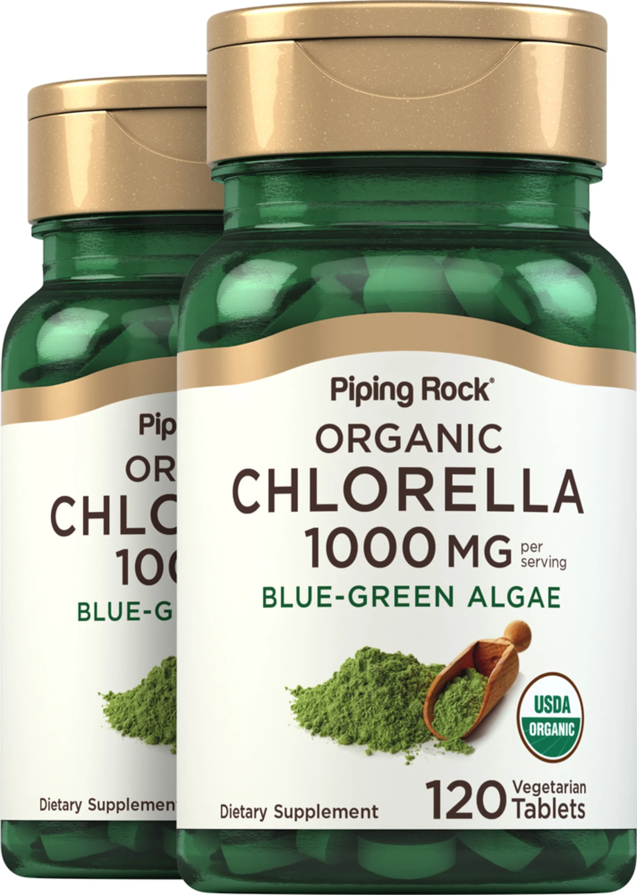 Chlorella (Organic), 1000 mg (per serving), 120 Vegetarian Tablets, 2 Bottles