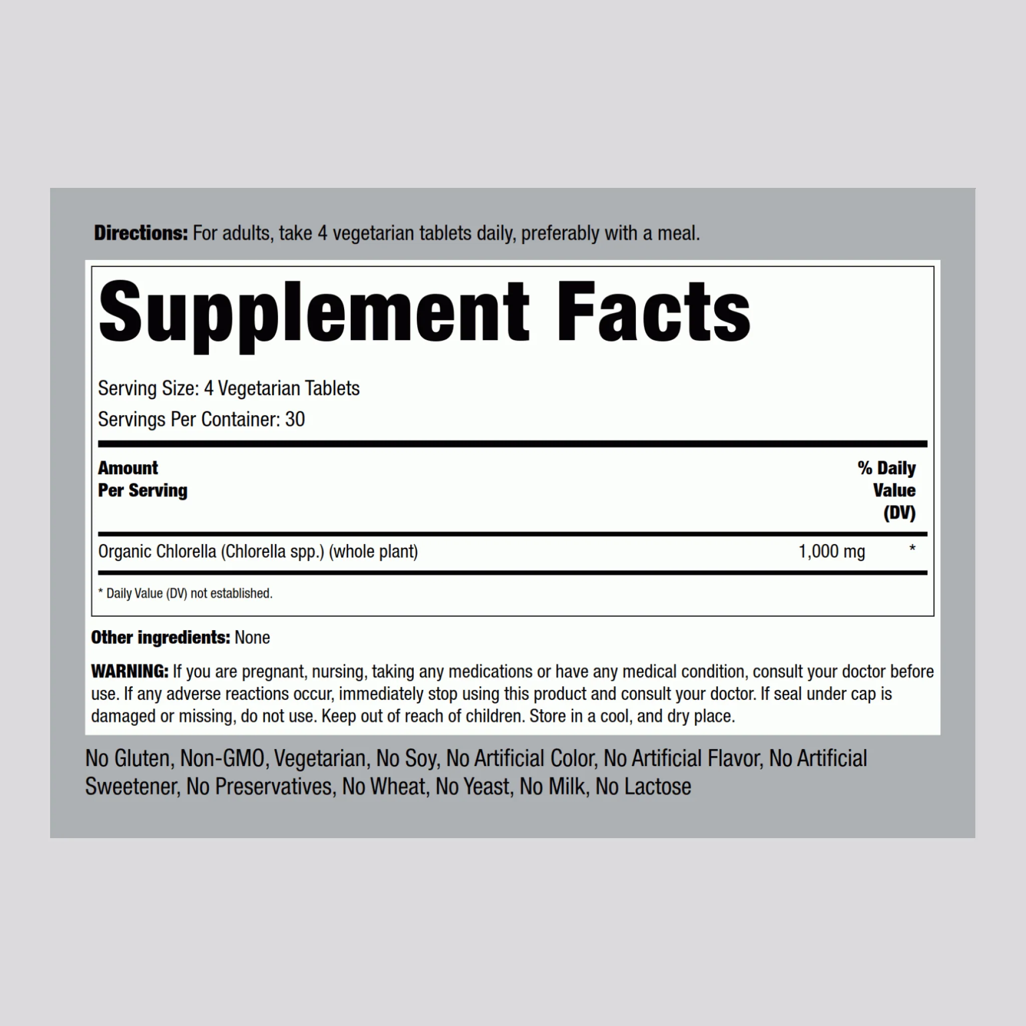 Chlorella (Organic), 1000 mg (per serving), 120 Vegetarian Tablets, 2 Bottles - Image 2