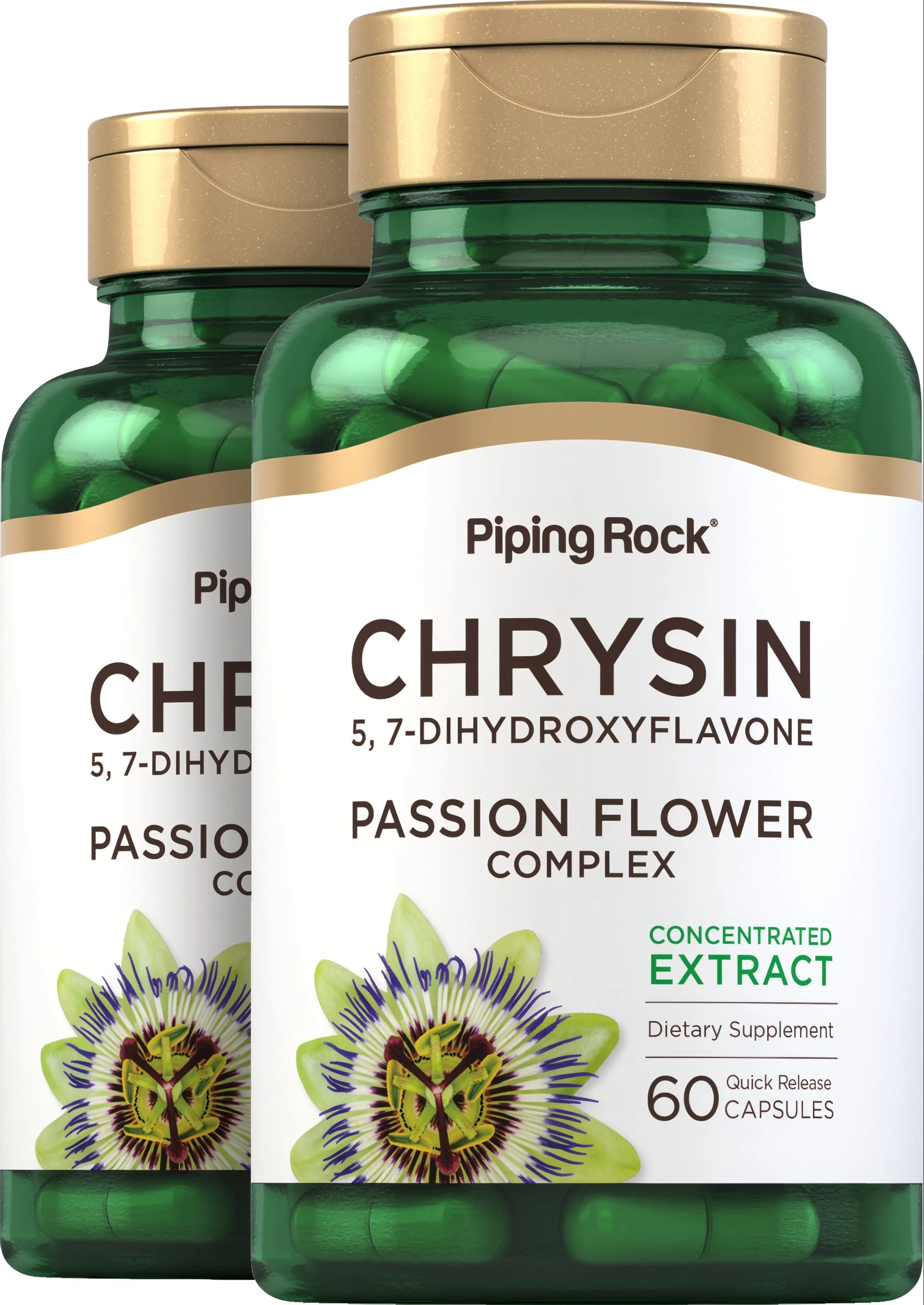 Chrysin Extract (Passion Flower Ext), 500 mg, 60 Quick Release Capsules, 2  Bottles