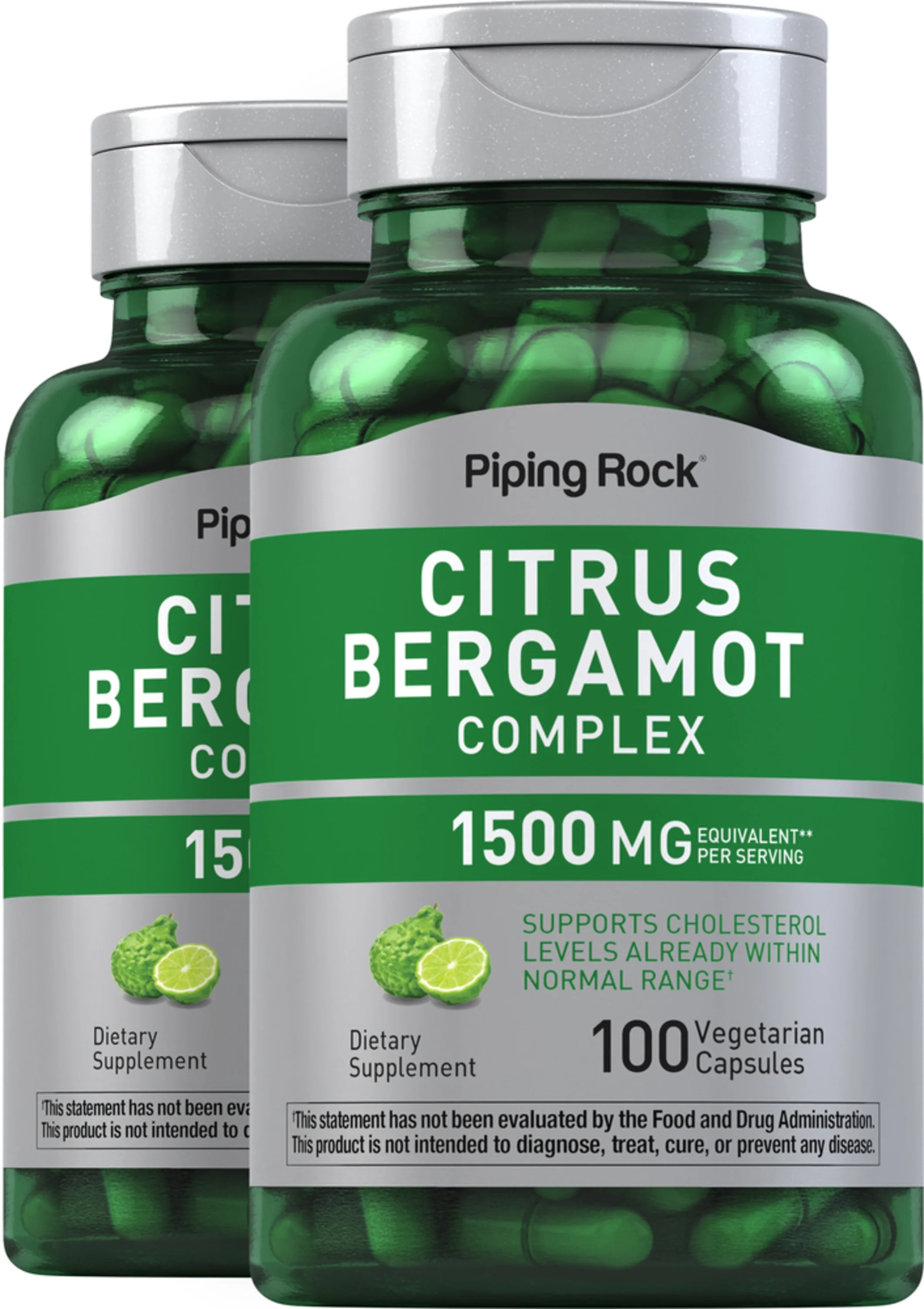 Citrus Bergamot Complex, 1500 mg (per serving), 100 Vegetarian Capsules, 2  Bottles