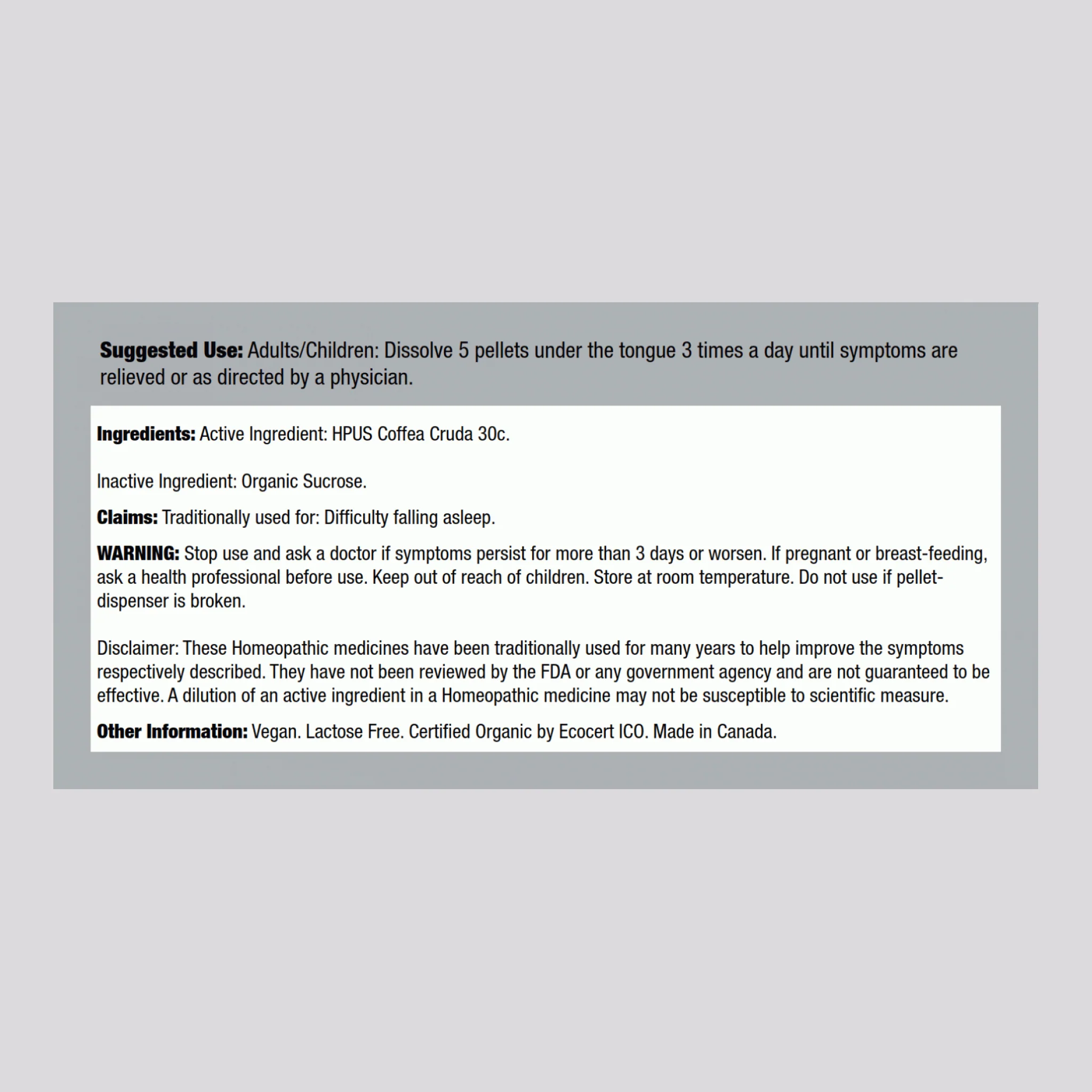 Coffea Cruda 30C Homeopathic for Difficulty Falling Asleep, 80 Pellets - Image 2
