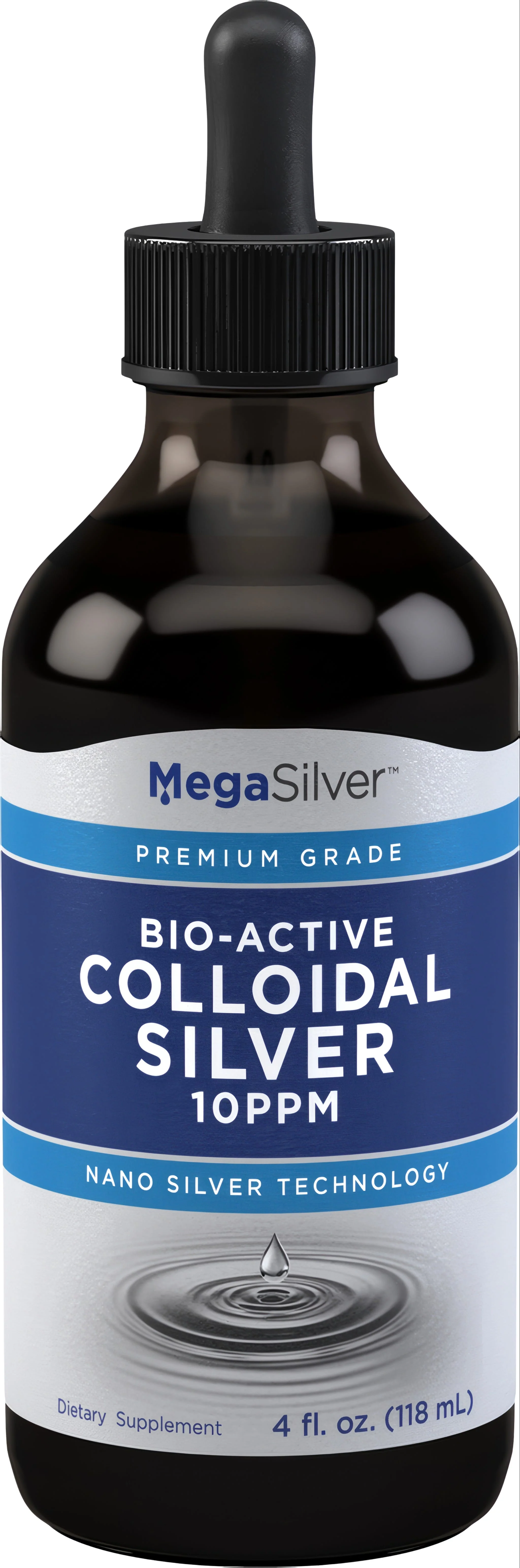 Colloidal Silver Liquid 10 ppm, 4 fl oz (118 mL) Bottle