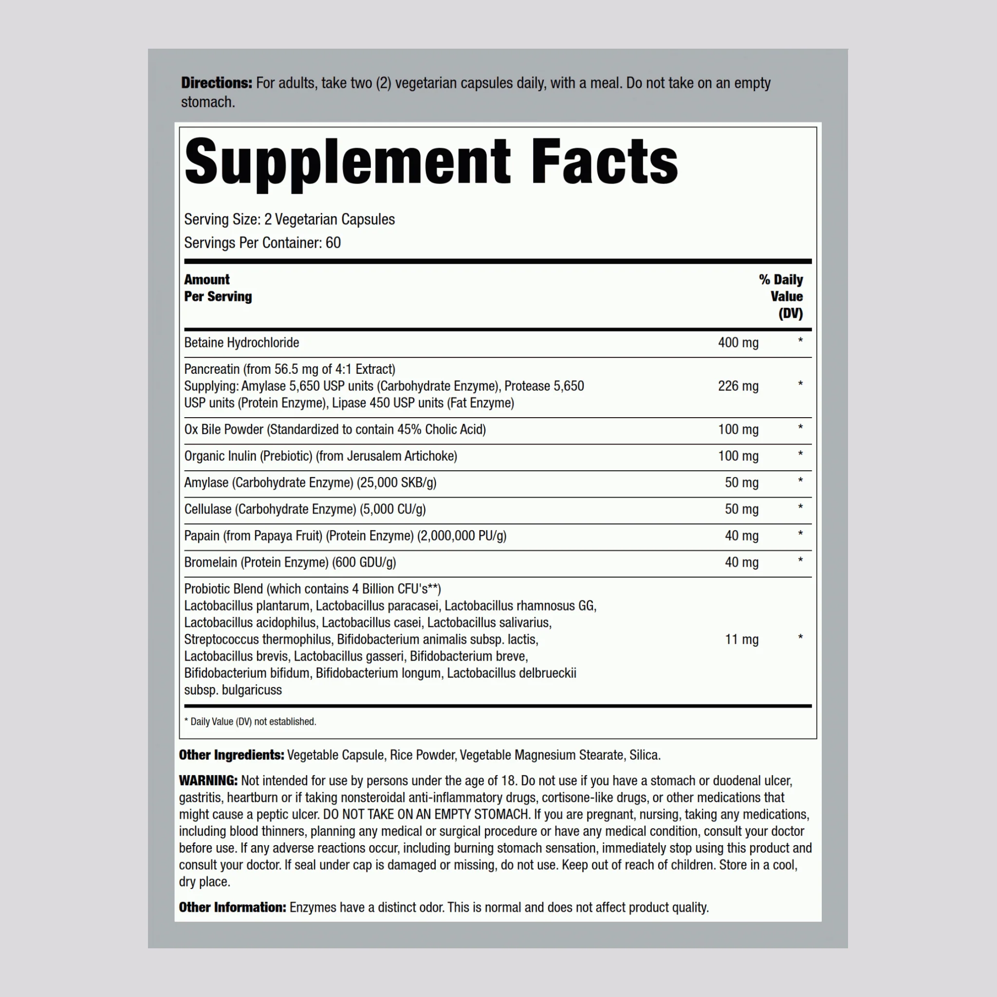 Complete Digestant Multi Enzyme + Probiotic, 120 Vegetarian Capsules - Image 2