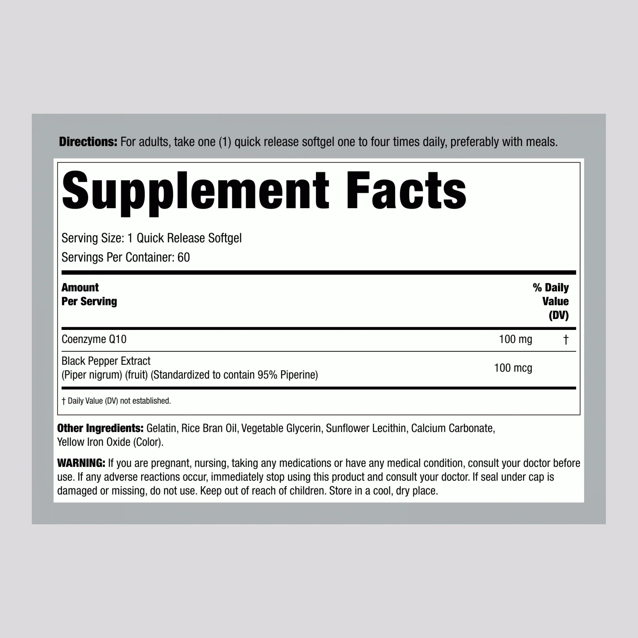 CoQ10, 100 mg, 60 Quick Release Softgels - Image 2