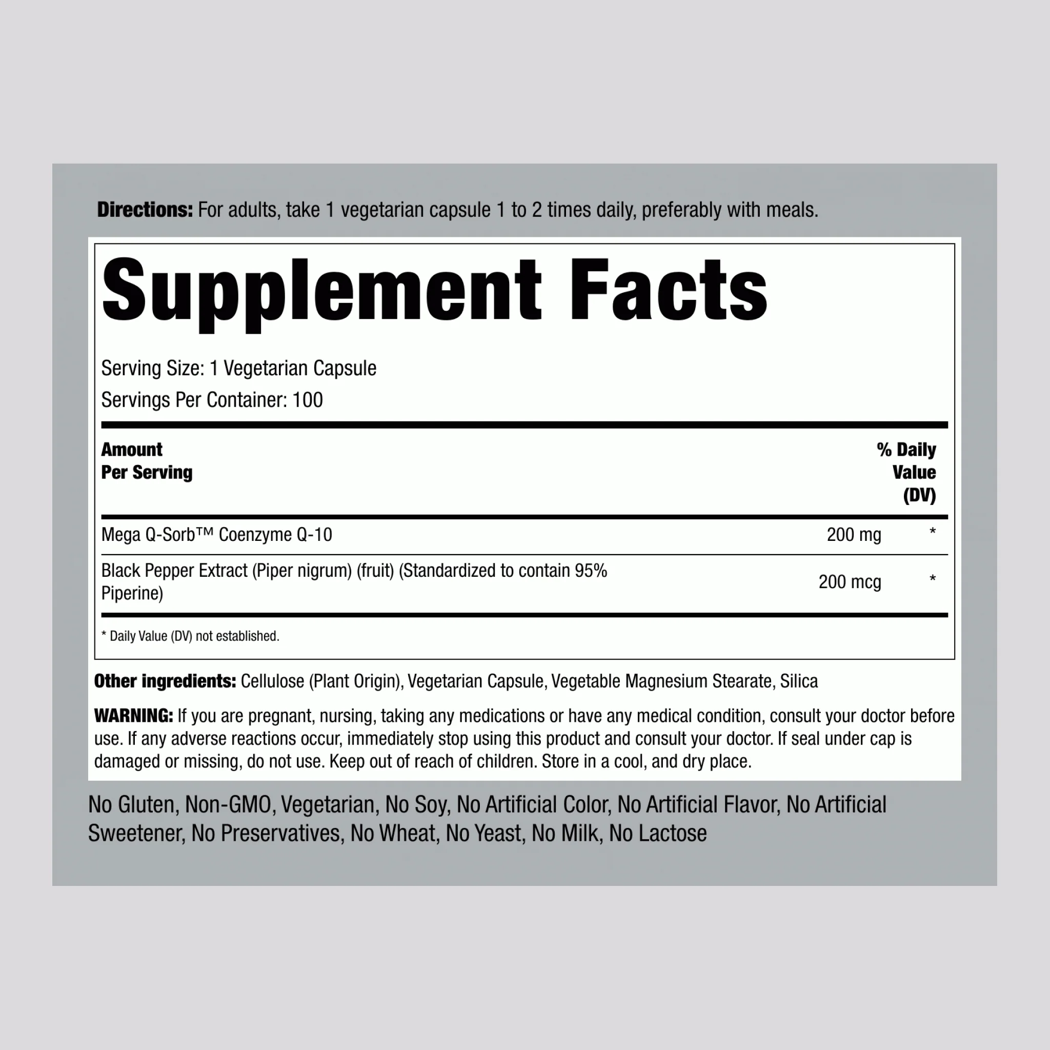 CoQ10, 200 mg, 100 Vegetarian Capsules, 2 Bottles - Image 2