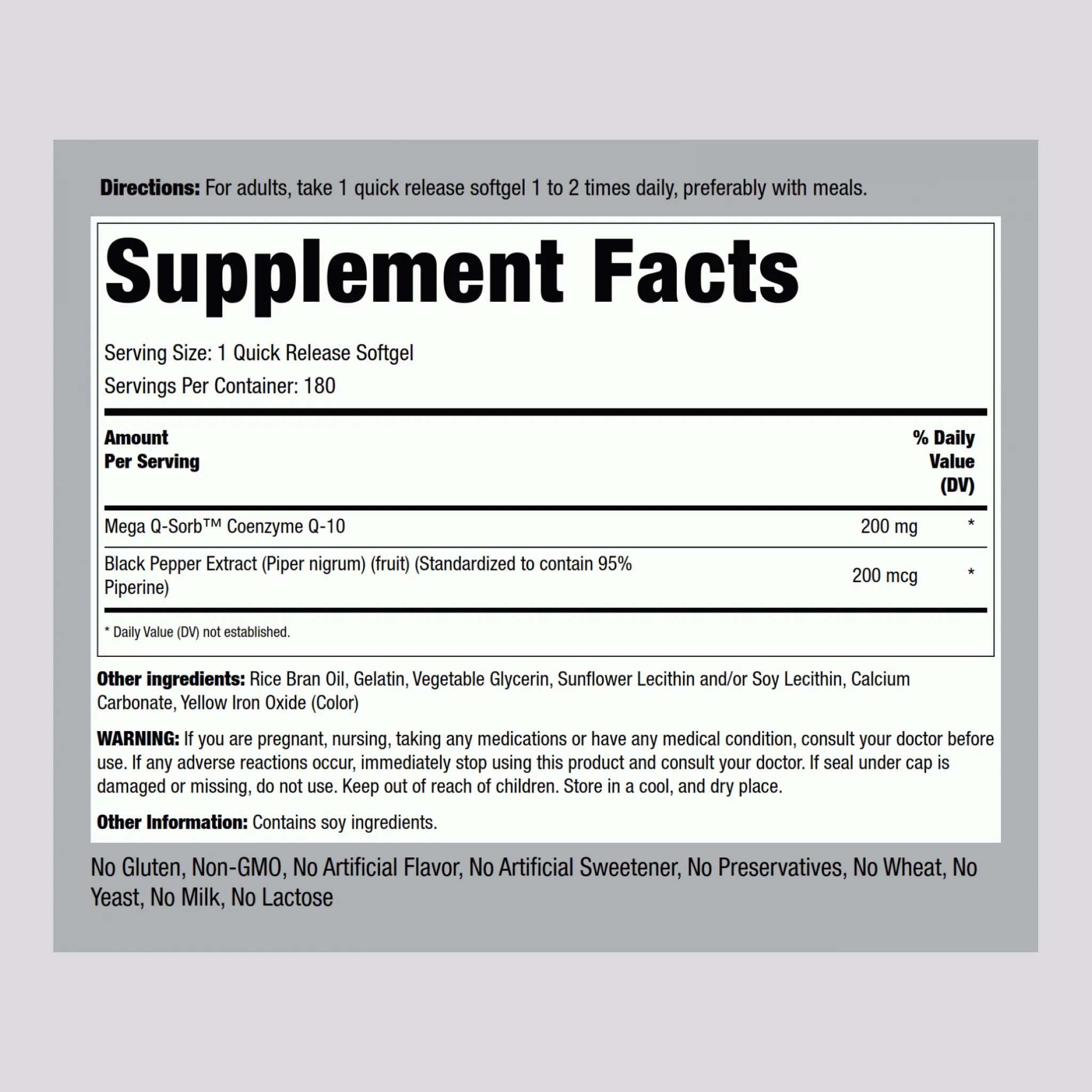 CoQ10, 200 mg, 180 Quick Release Softgels - Image 2