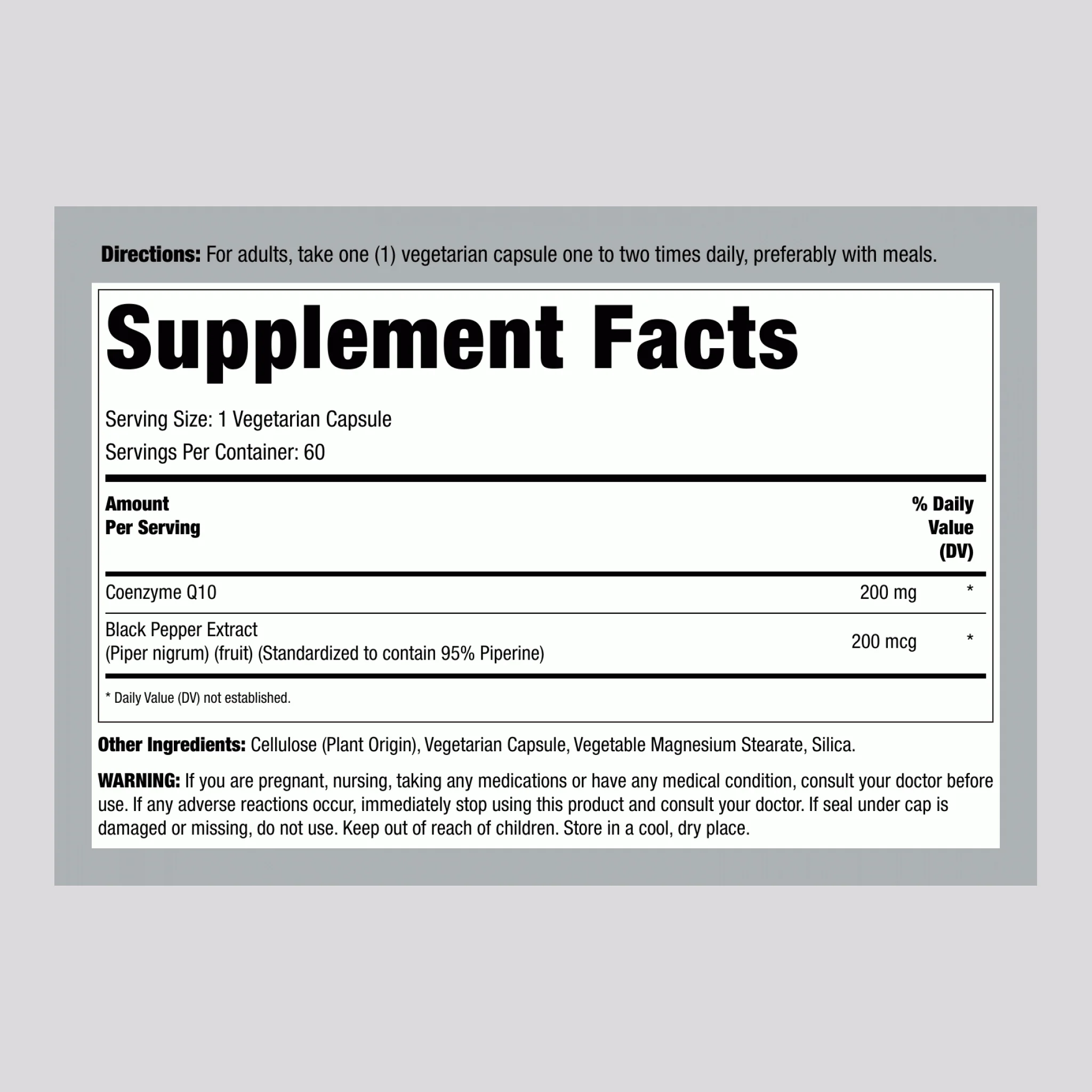 CoQ10, 200 mg, 60 Vegetarian Capsules - Image 2