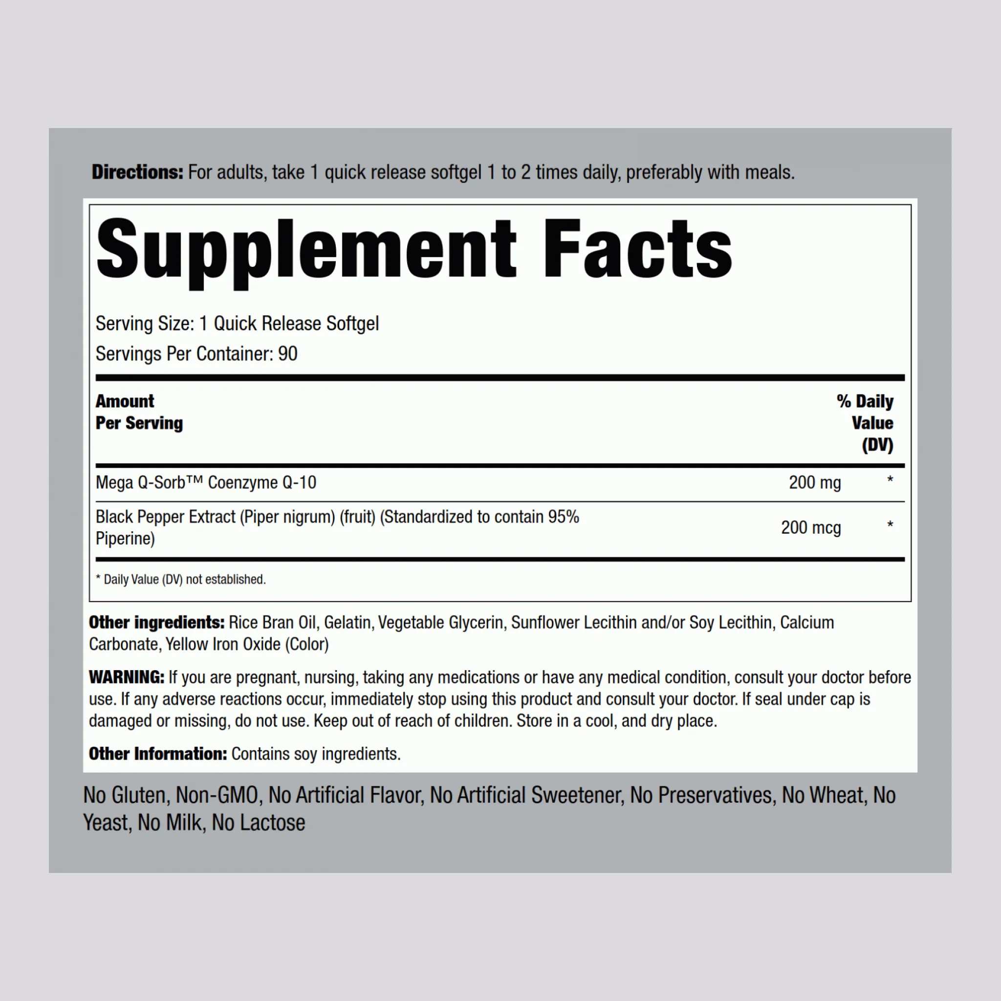 CoQ10, 200 mg, 90 Quick Release Softgels - Image 2