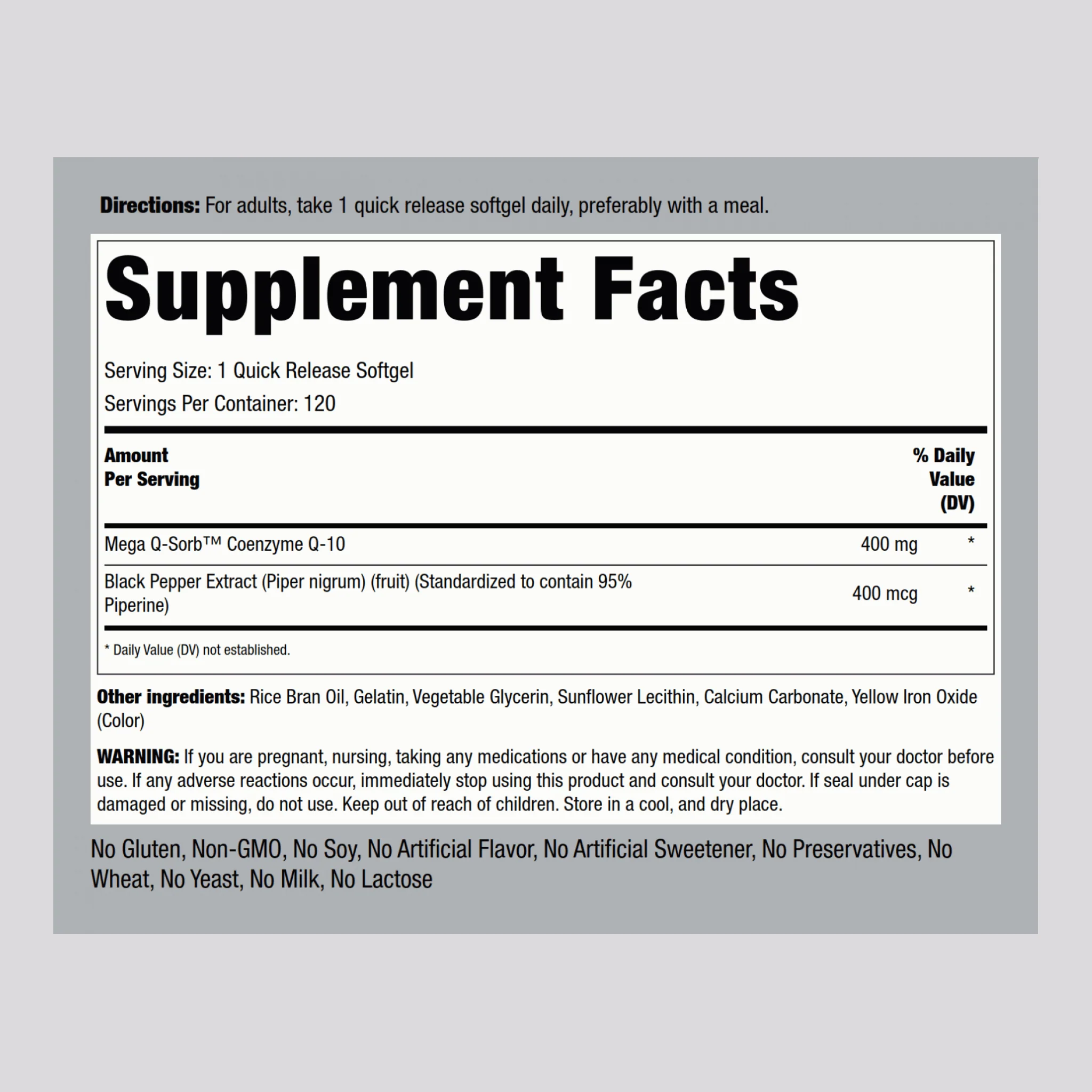 CoQ10, 400 mg, 120 Quick Release Softgels - Image 2