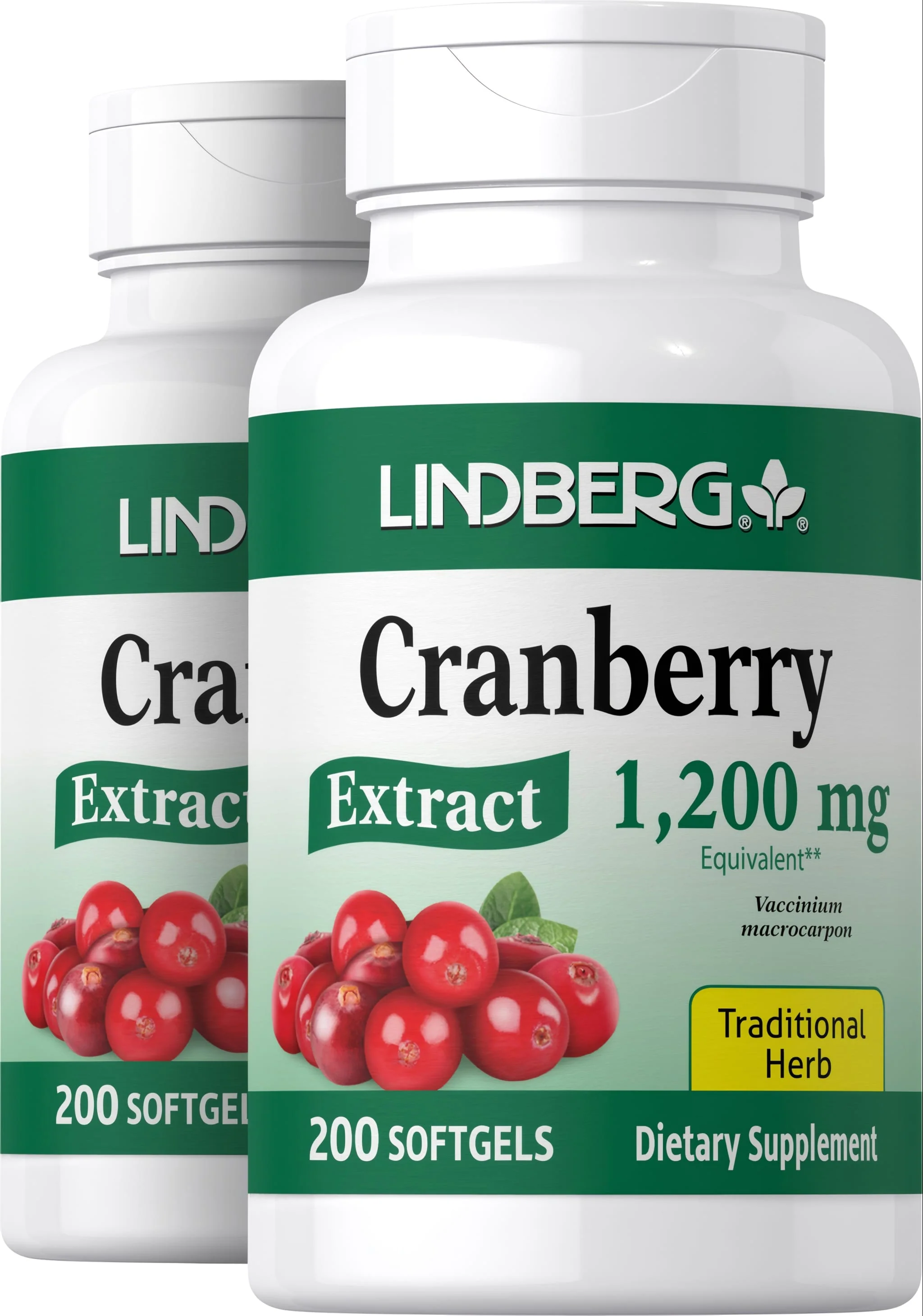 Cranberry Extract, 1200 mg, 200 Softgels, 2 Bottles