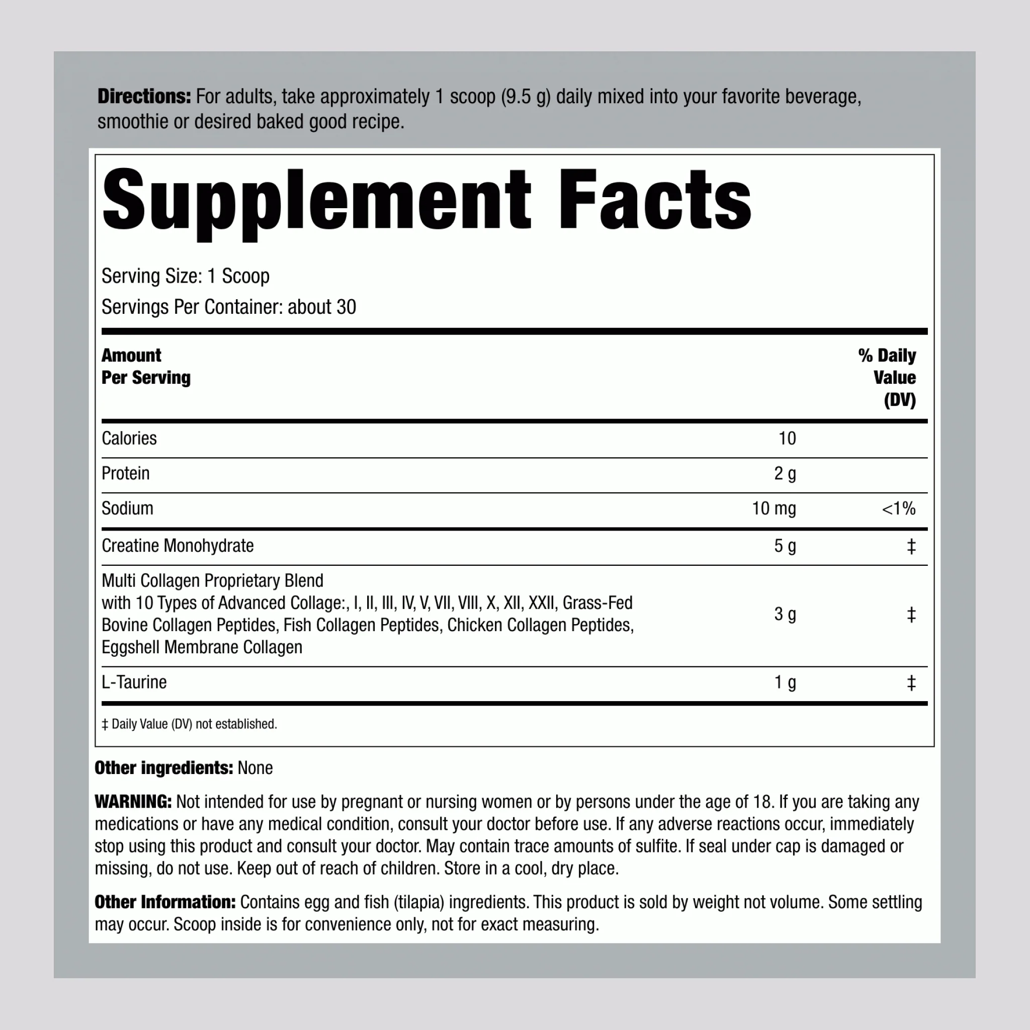 Creatine plus Multi Collagen, 10 oz (285 g) Bottle - Image 2