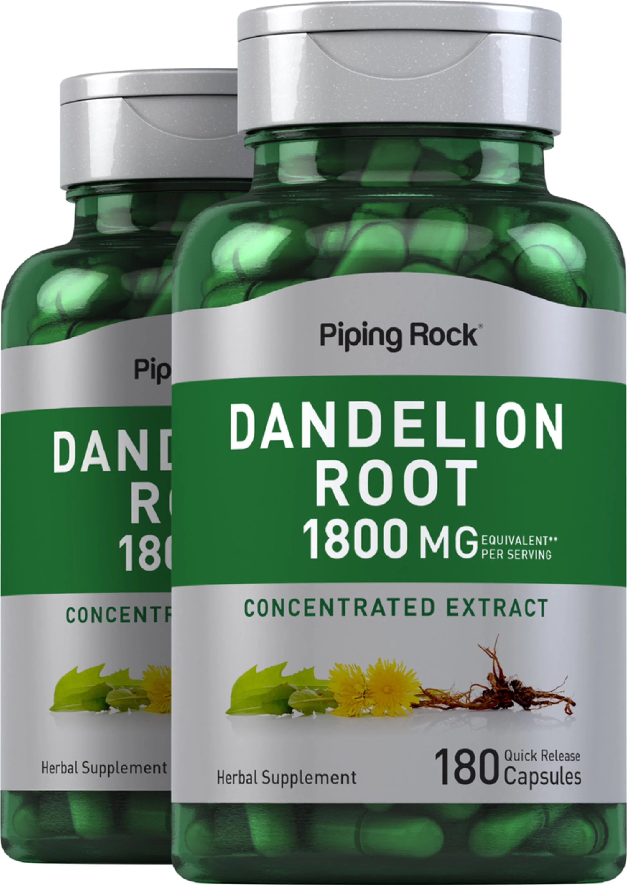 Dandelion Root, 1800 mg (per serving), 180 Quick Release Capsules, 2 Bottles