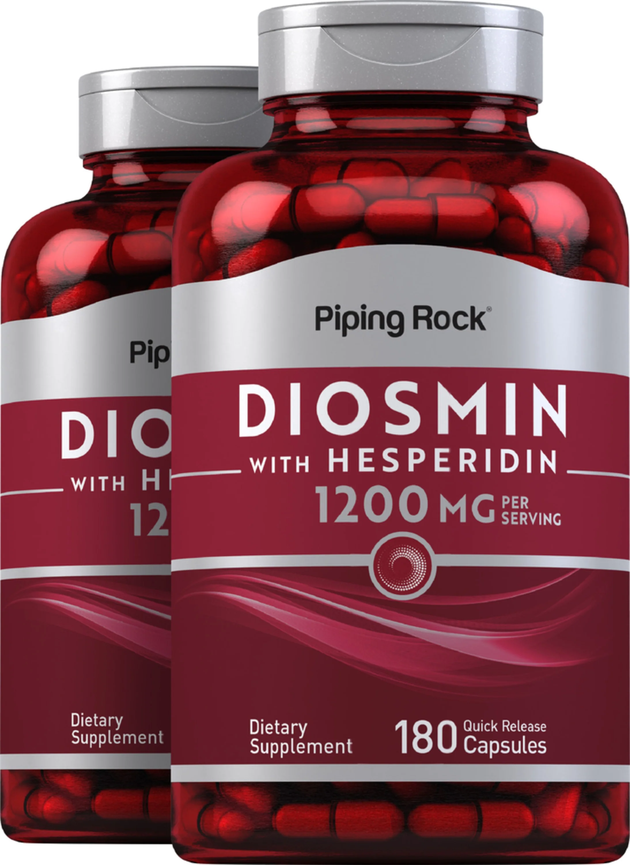 Diosmin w/ Hesperidin, 1200 mg (per serving), 180 Quick Release Capsules, 2 Bottles