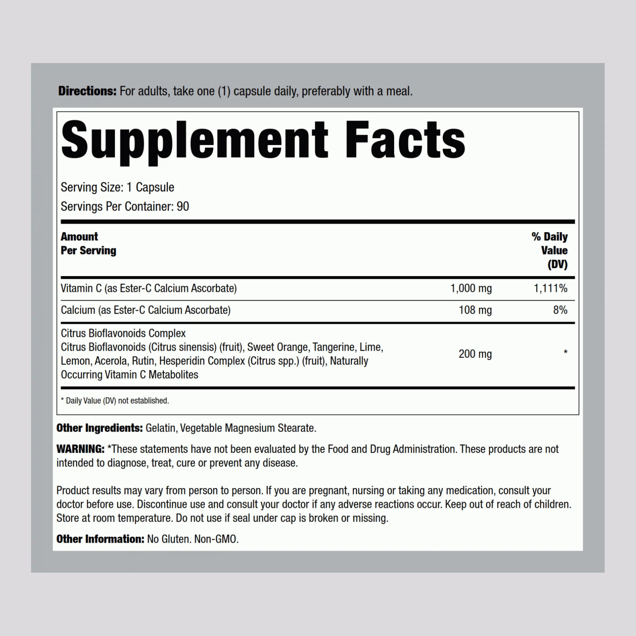 Ester-C with Citrus Bioflavonoids, 1000 mg, 90 Capsules - Image 2