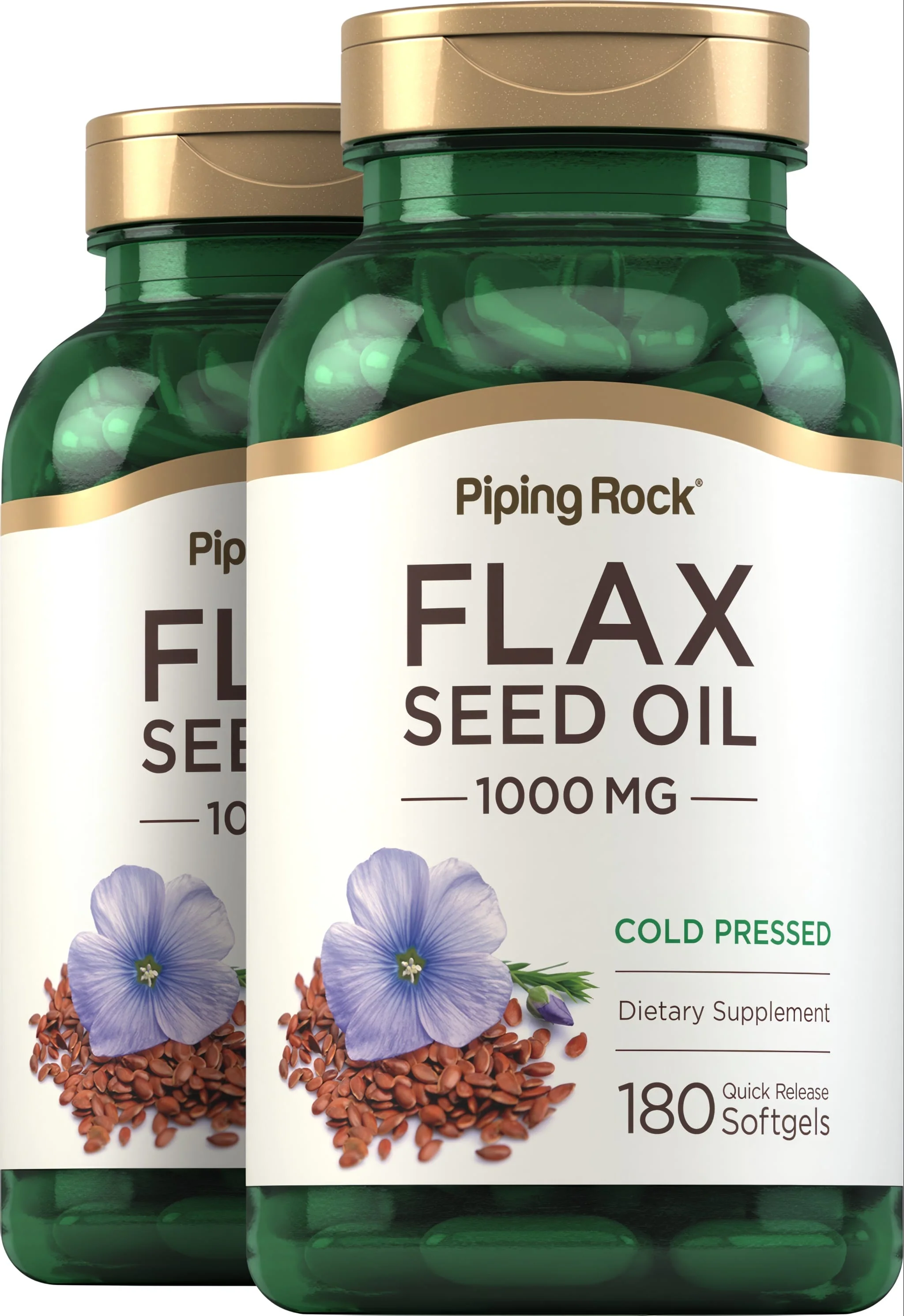 Flaxseed Oil, 1000 mg, 180 Quick Release Softgels, 2 Bottles