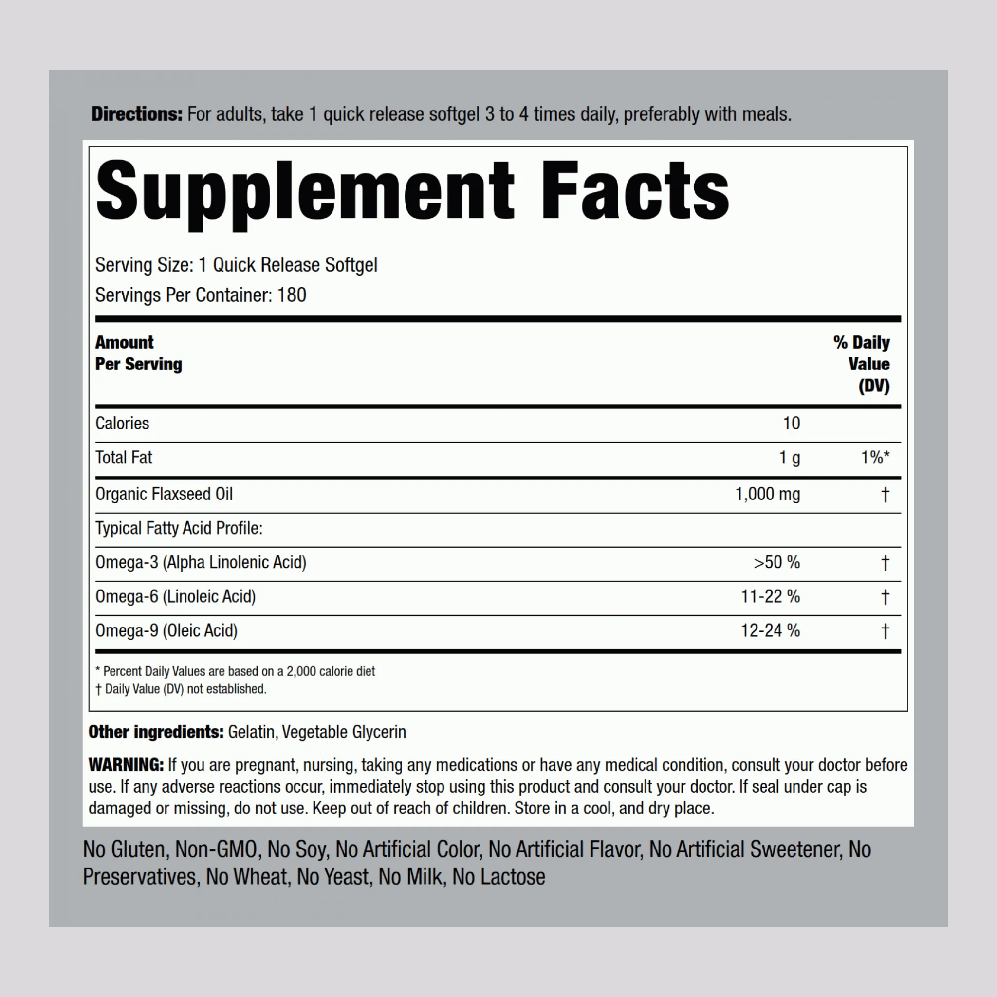 Flaxseed Oil, 1000 mg, 180 Quick Release Softgels, 2 Bottles - Image 2