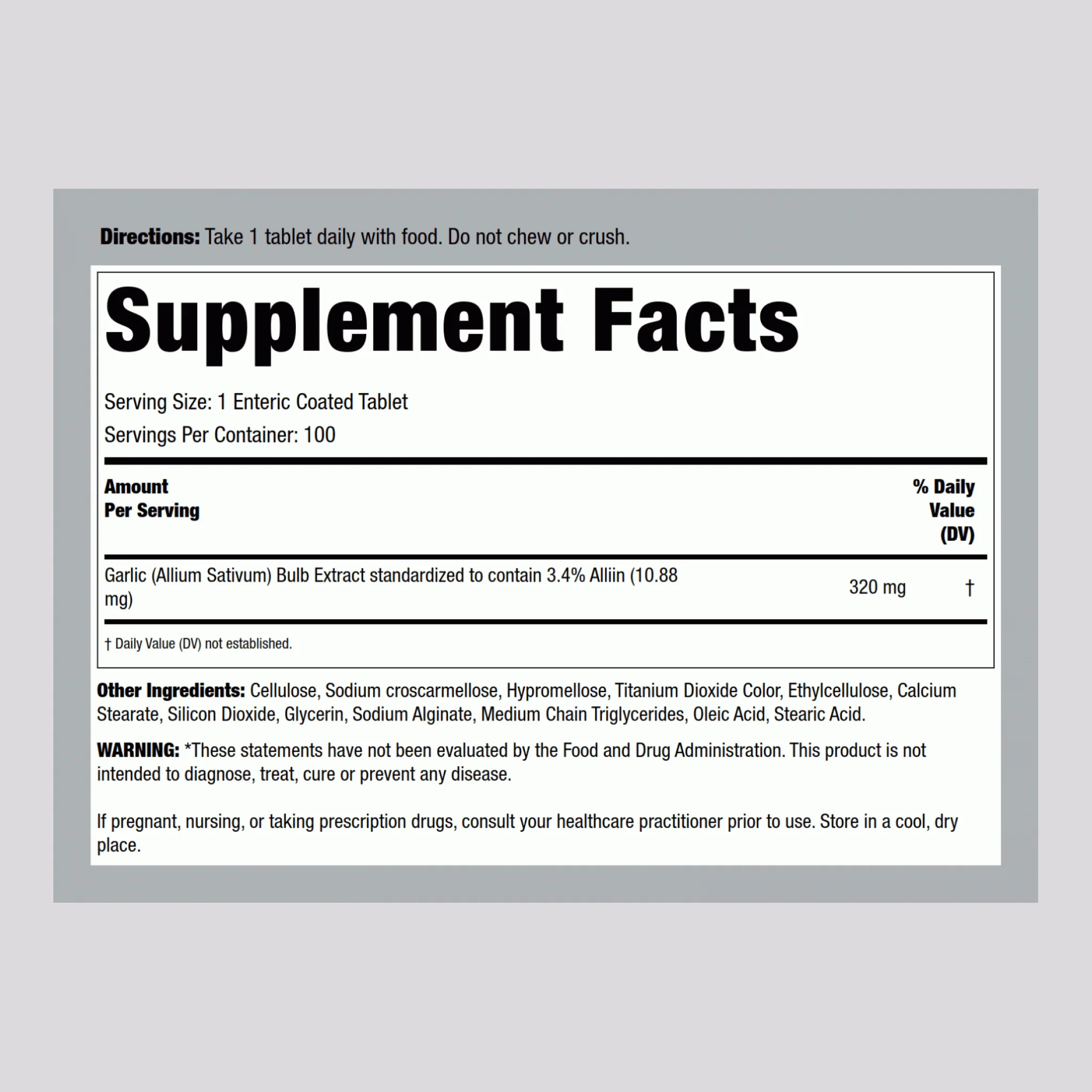 Garlinase 5000 Garlic Extract, 100 Enteric Coated Tablets - Image 2