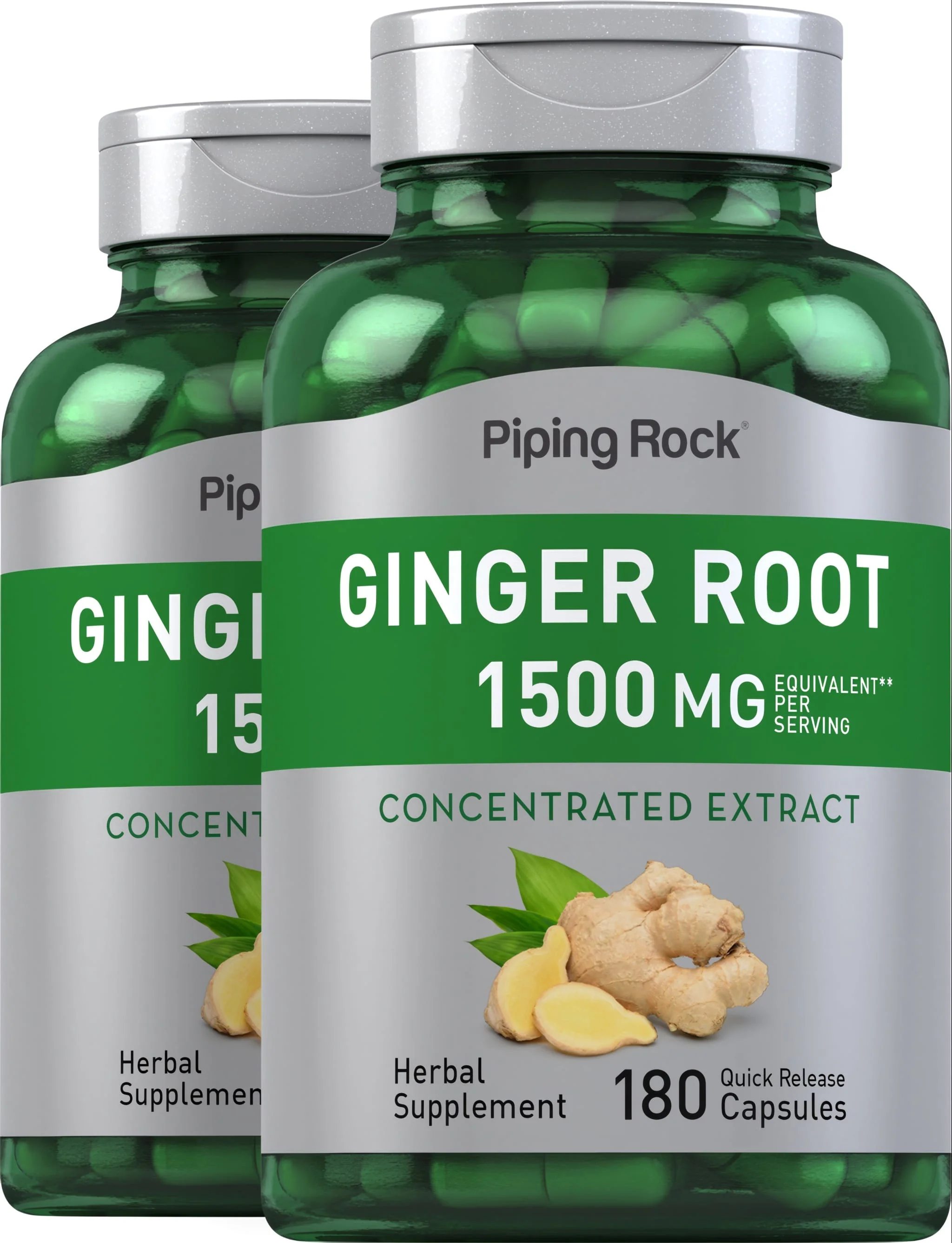 Ginger Root, 1500 mg (per serving), 180 Quick Release Capsules, 2 Bottles