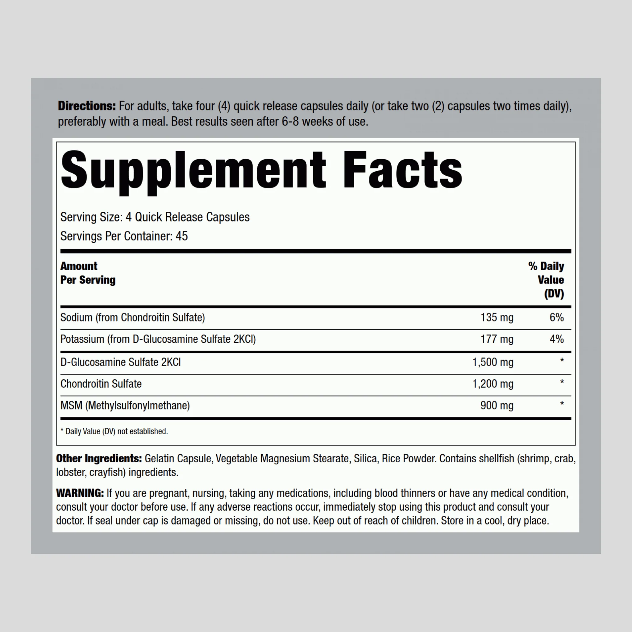 Glucosamine Chondrotin & MSM, 180 Quick Release Capsules - Image 2