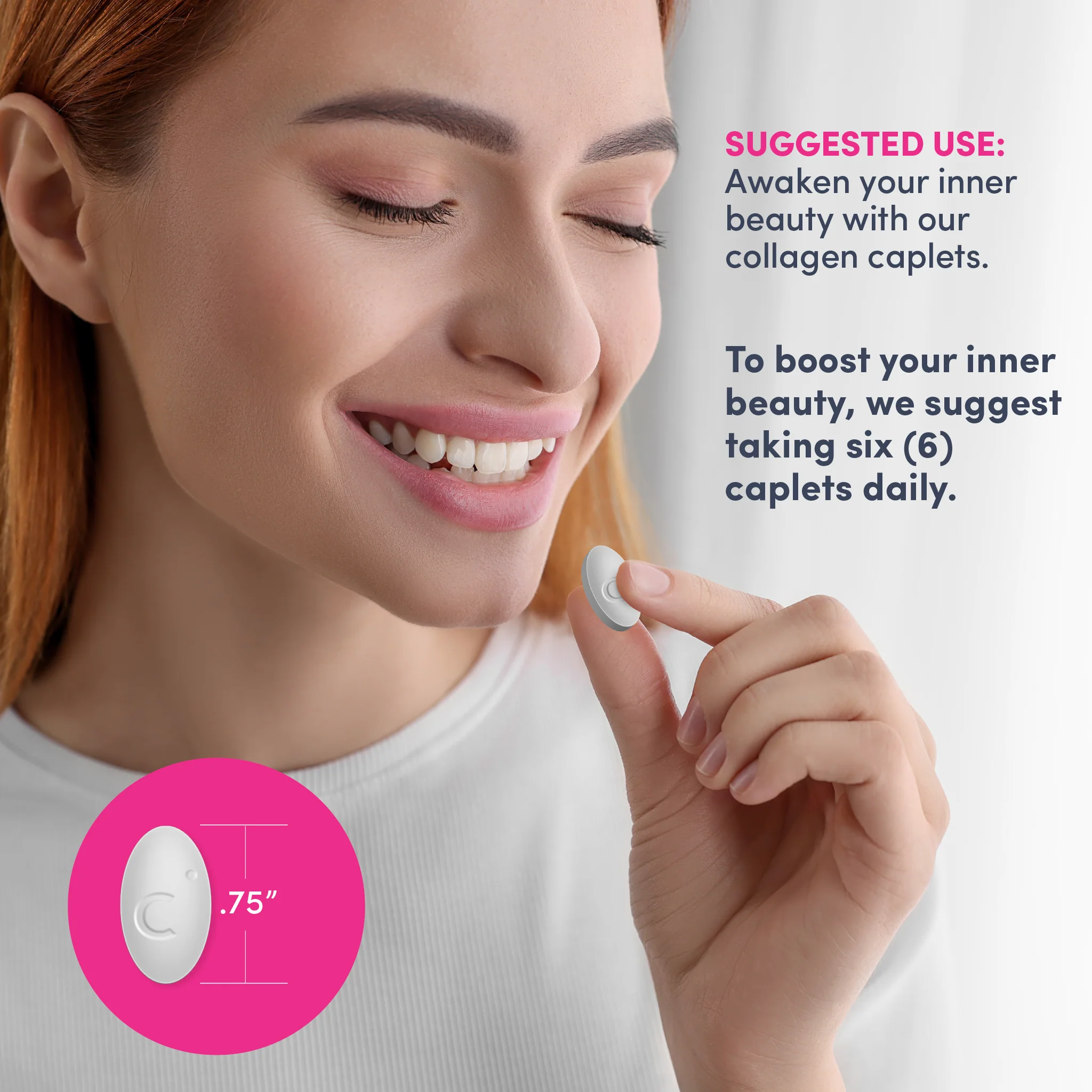 Grassfed Collagen Peptides  + C & Biotin, 180 Caplets - Image 6