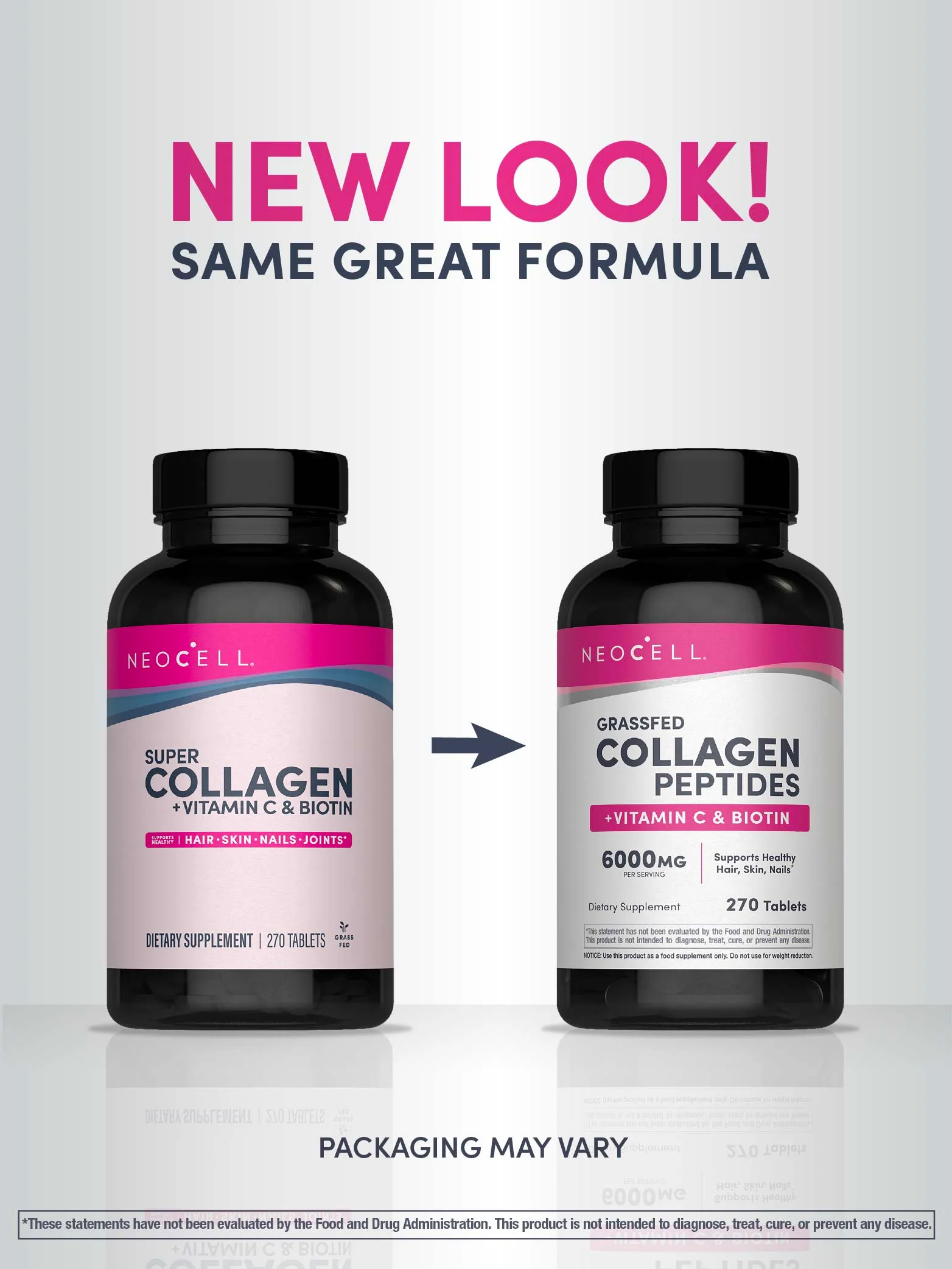 Grassfed Collagen Peptides  + C & Biotin, 270 Caplets - Image 6