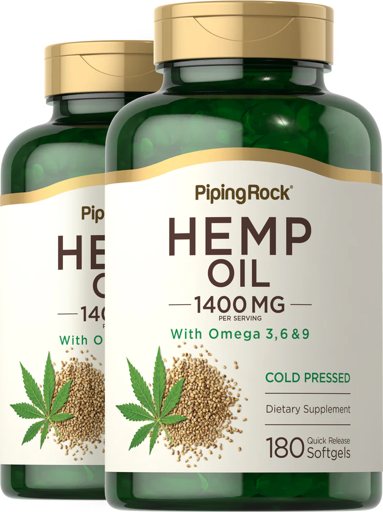 Hemp Seed Oil (Cold Pressed), 1400 mg (per serving), 180 Quick Release Softgels, 2 Bottles