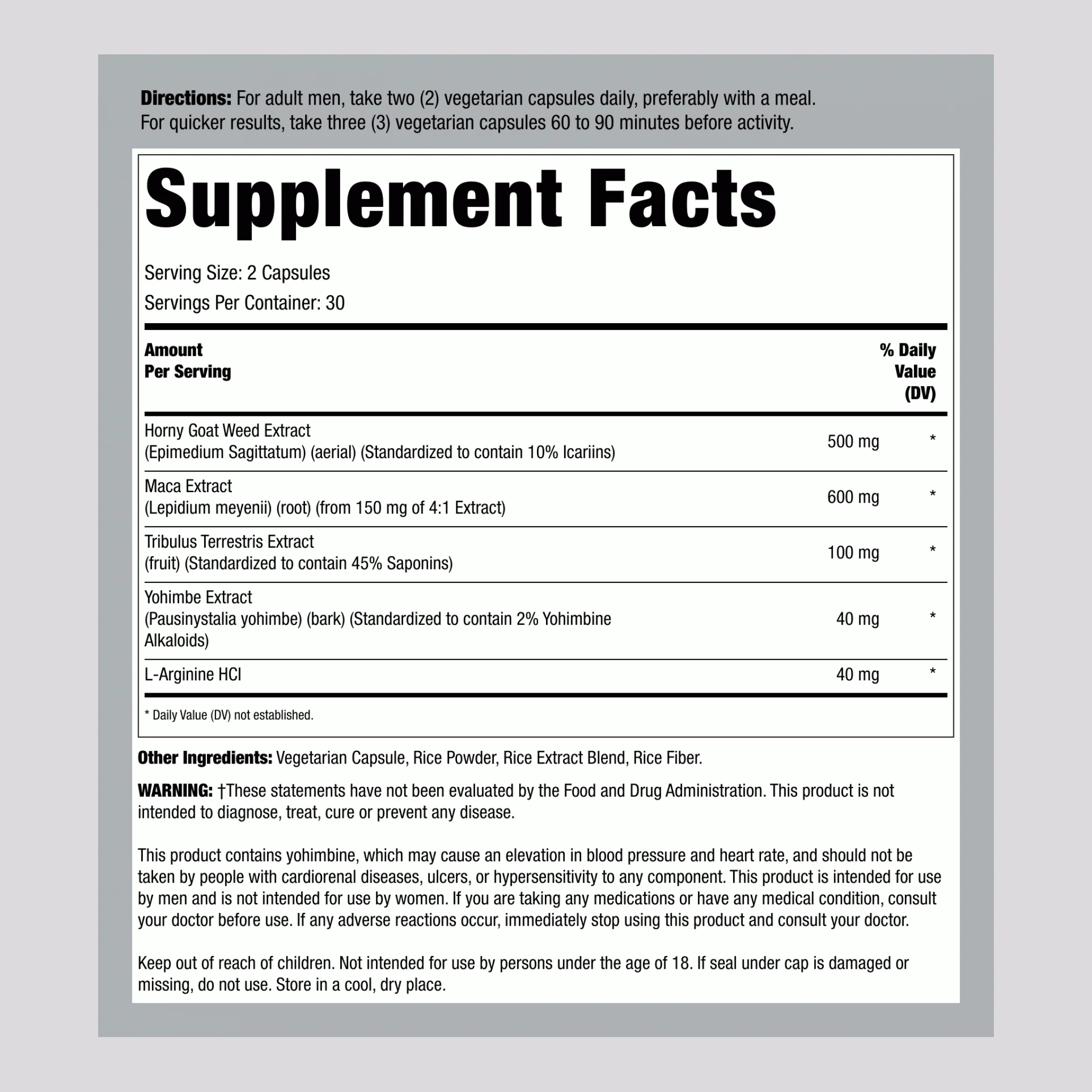 Horny Goat Weed Complex, 500 mg (per serving), 60 Capsules, 2 Bottles - Image 2