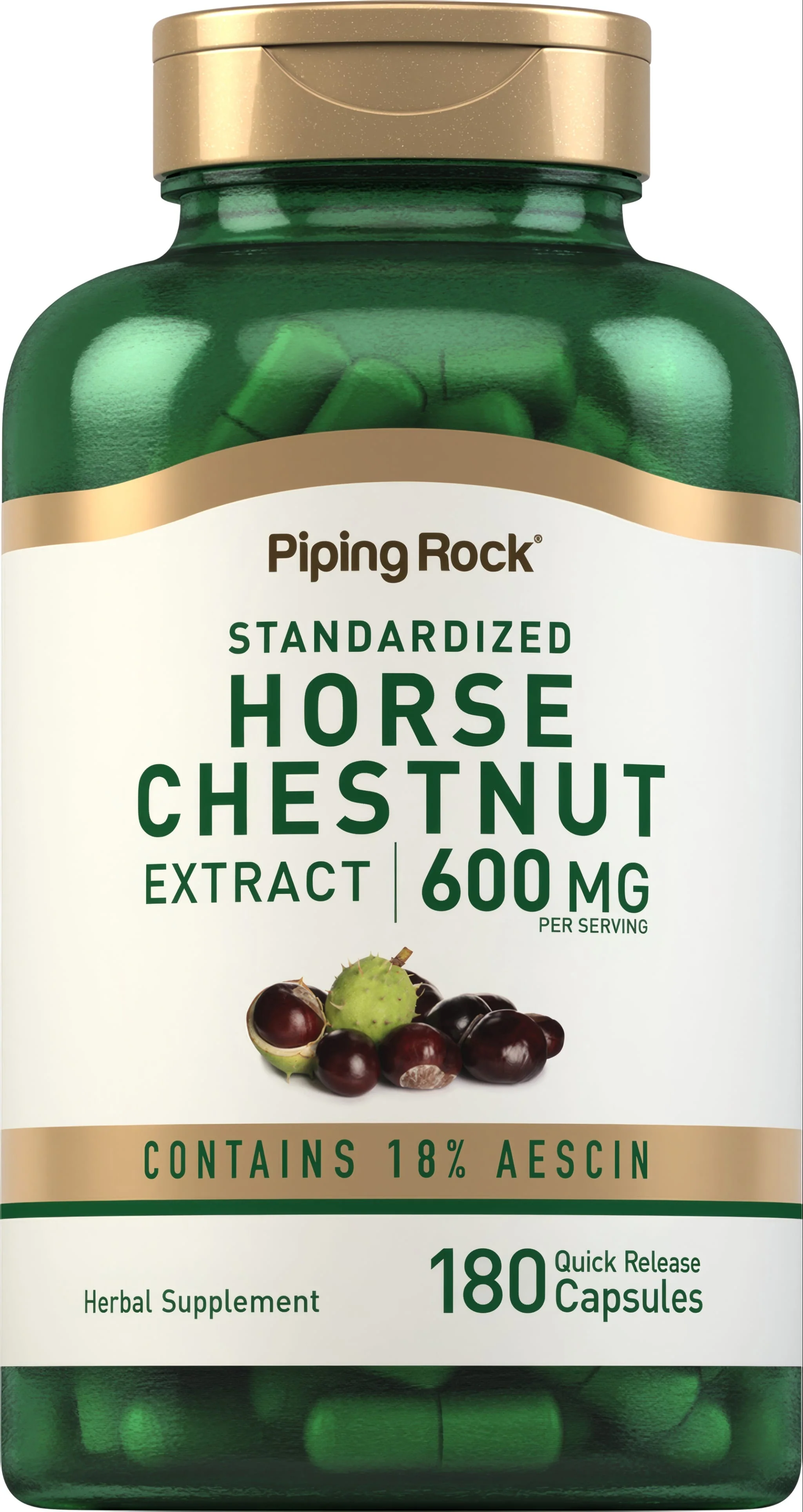 Horse Chestnut (Standardized Extract), 600 mg (per serving), 180 Quick Release Capsules