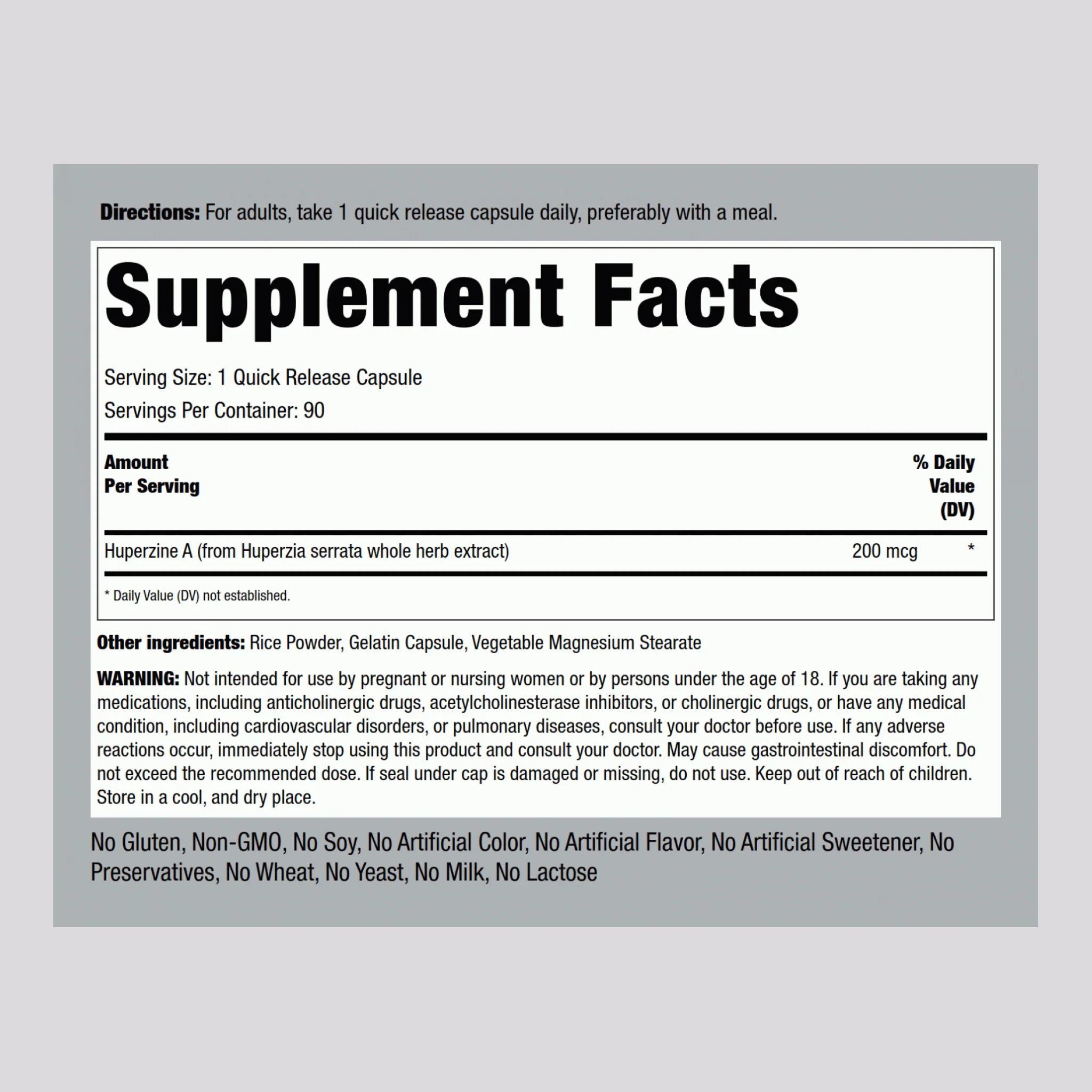 Huperzine A, 200 mcg, 90 Quick Release Capsules - Image 2