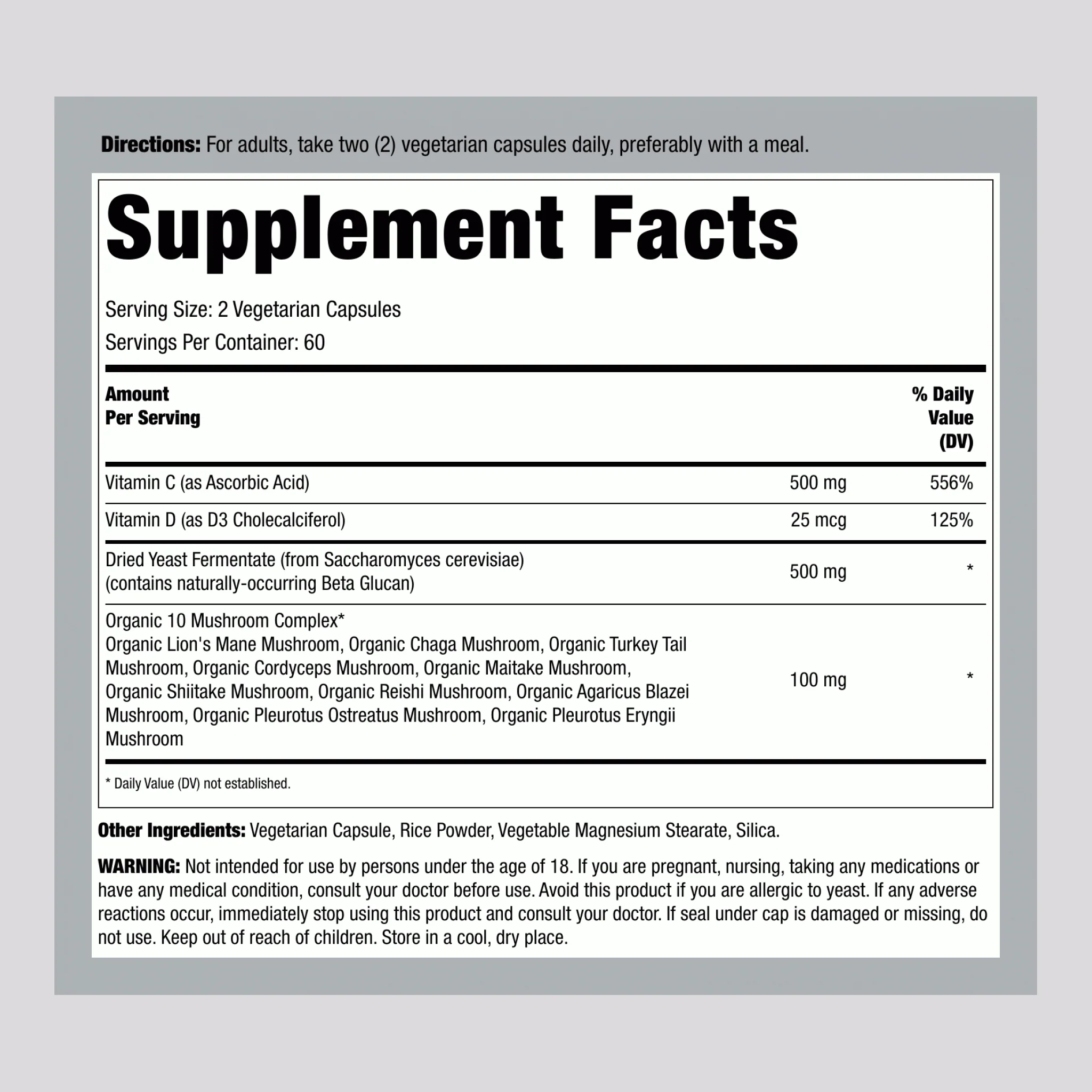 Immune Support with Beta Glucan, 120 Vegetarian Capsules, 2 Bottles - Image 2