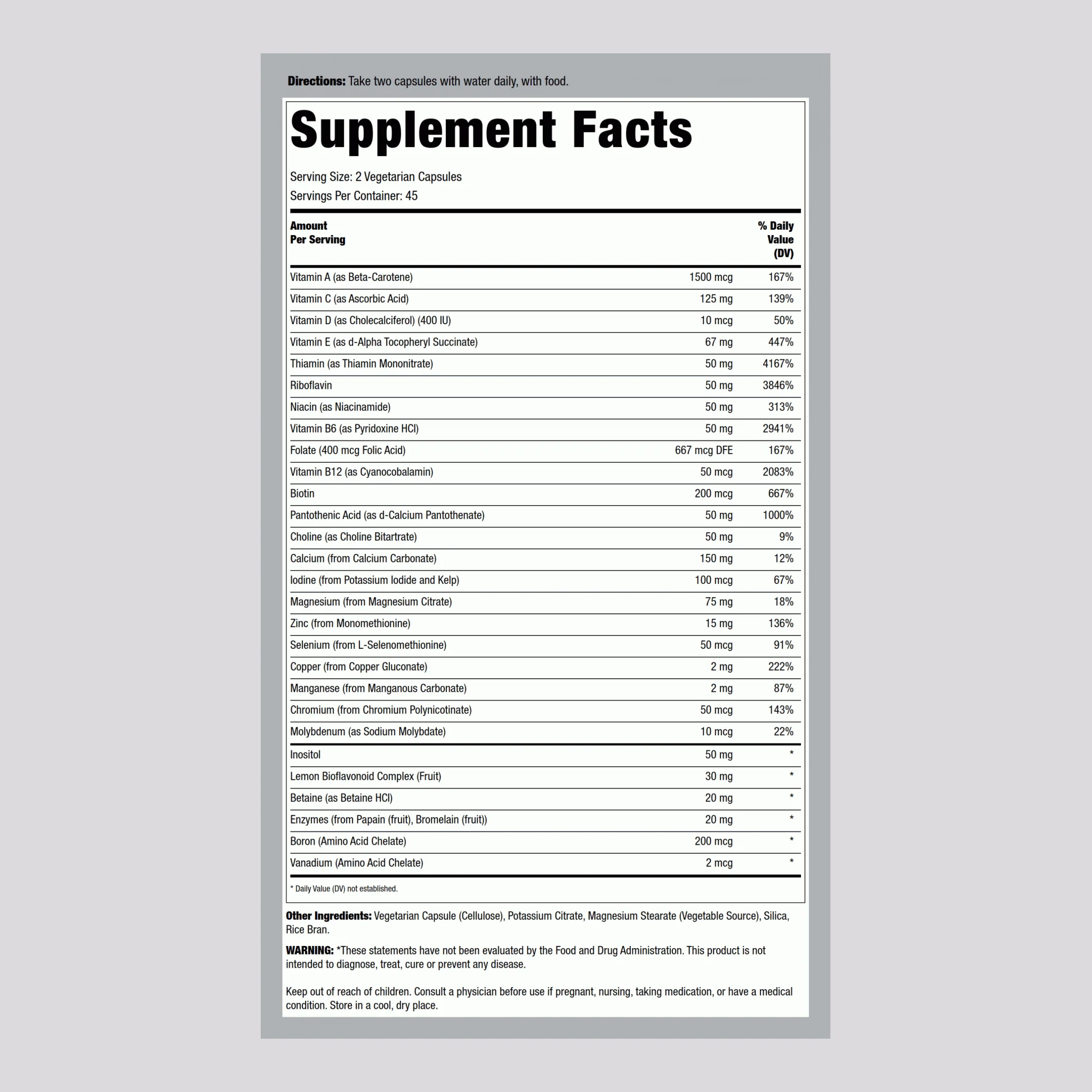 Iron Free Multi Caps, 90 Vegetarian Capsules, 2 Bottles - Image 2